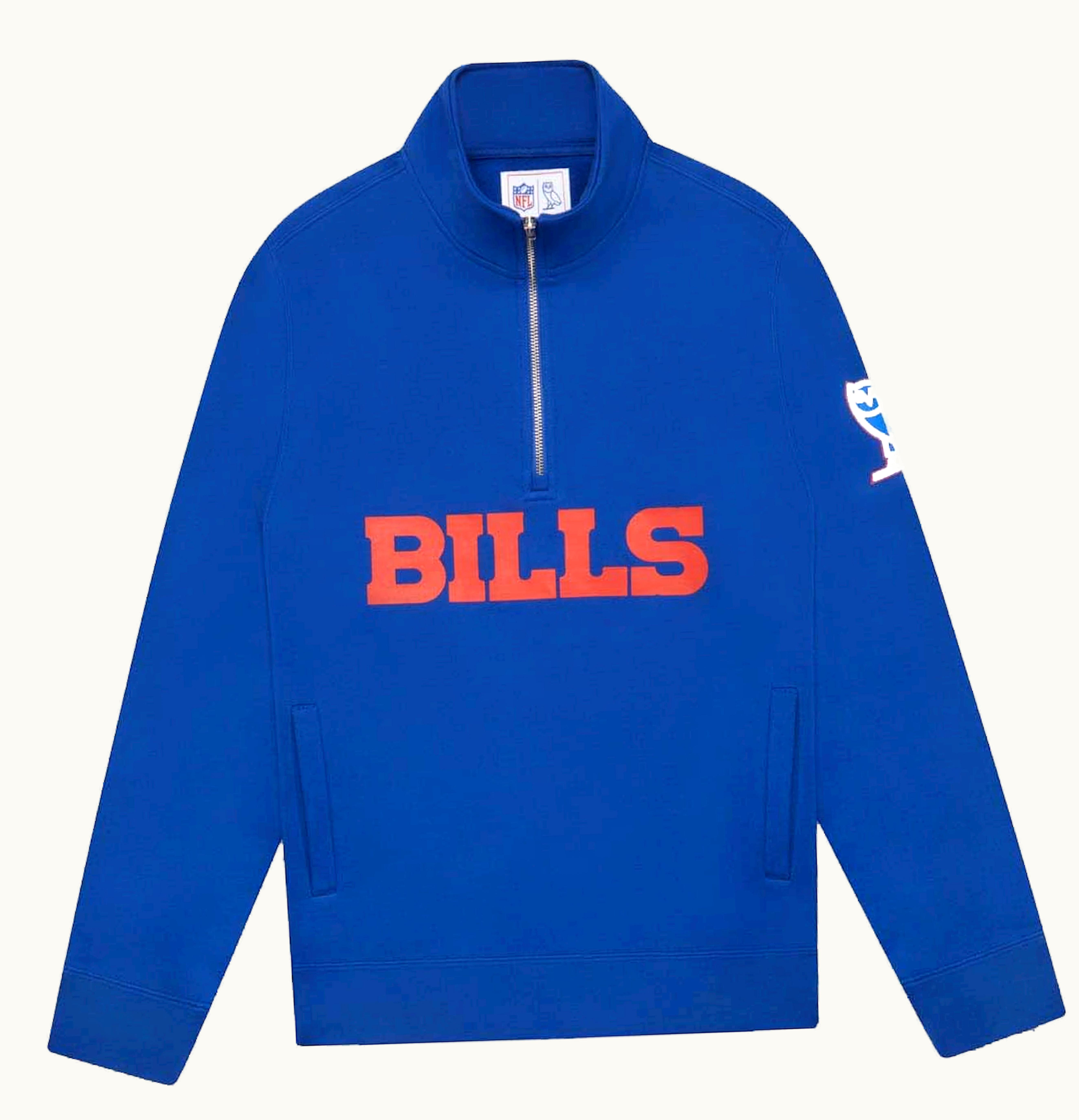 OVO OVO X NFL Buffalo Bills 1 4 Zip Mock Neck Blue
