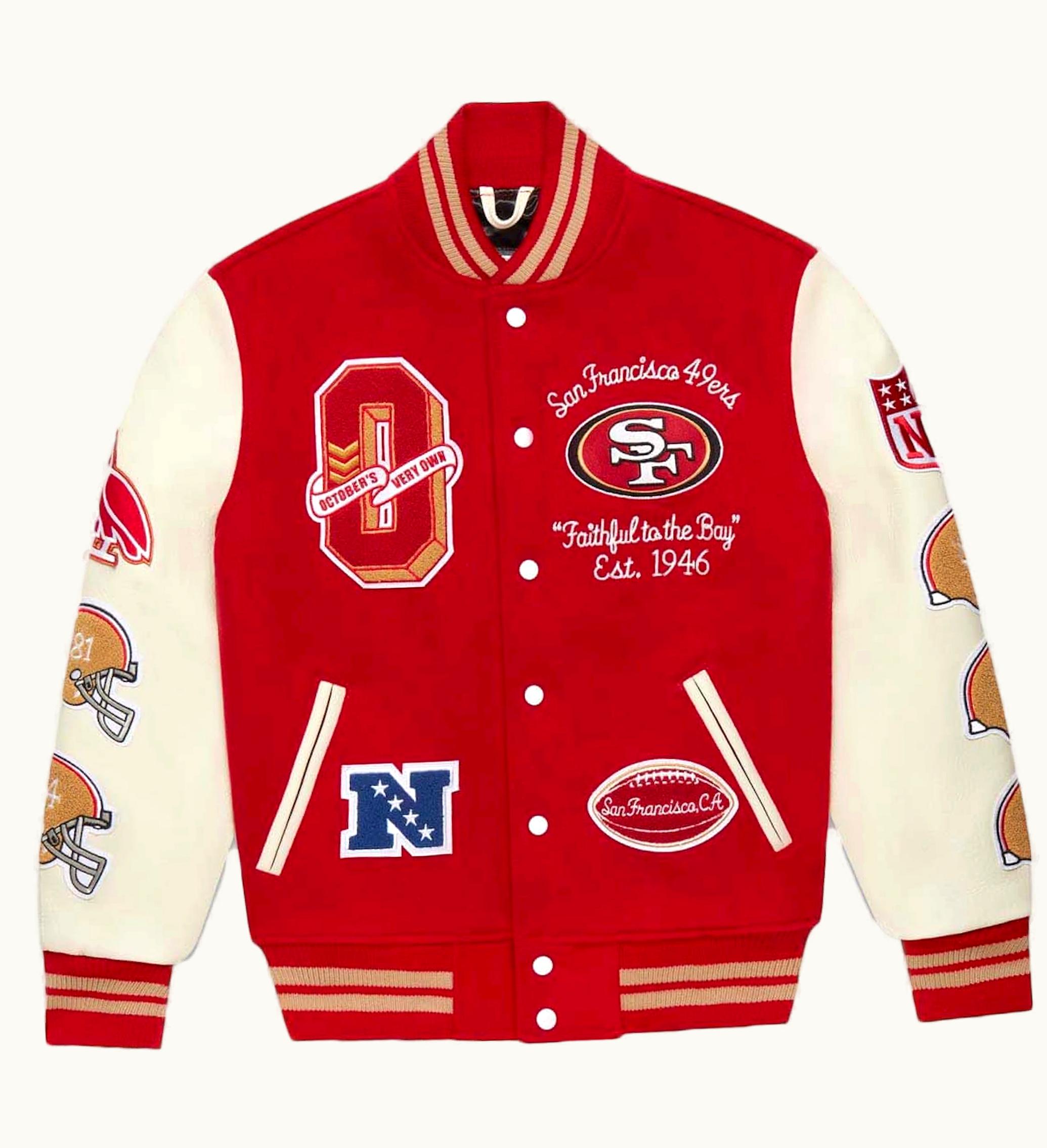 OVO OVO X NFL San Francisco 49rs Varsity Jacket Red