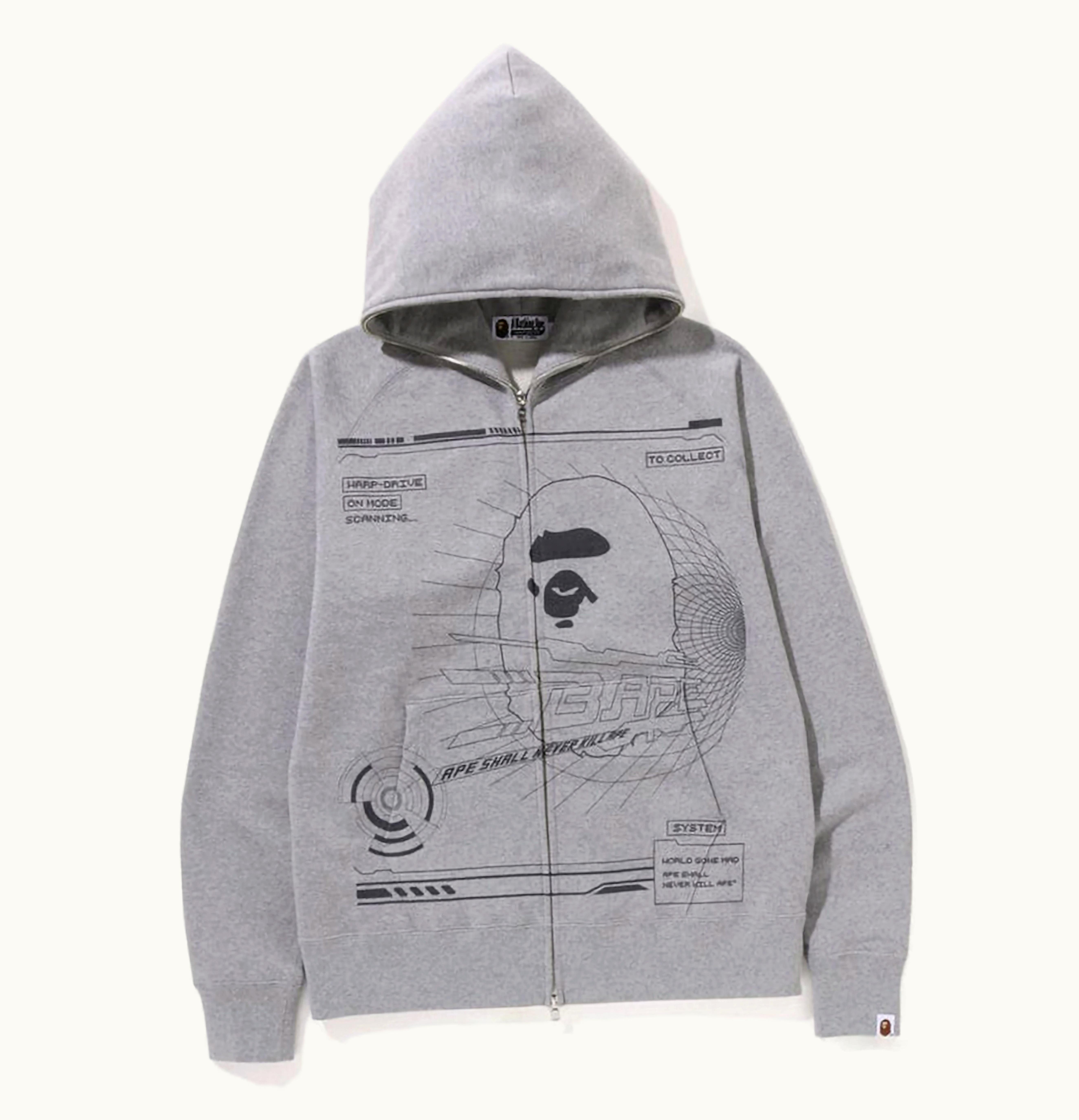 BAPE BAPE To Collect Overprinted Full Zip Hoodie Grey