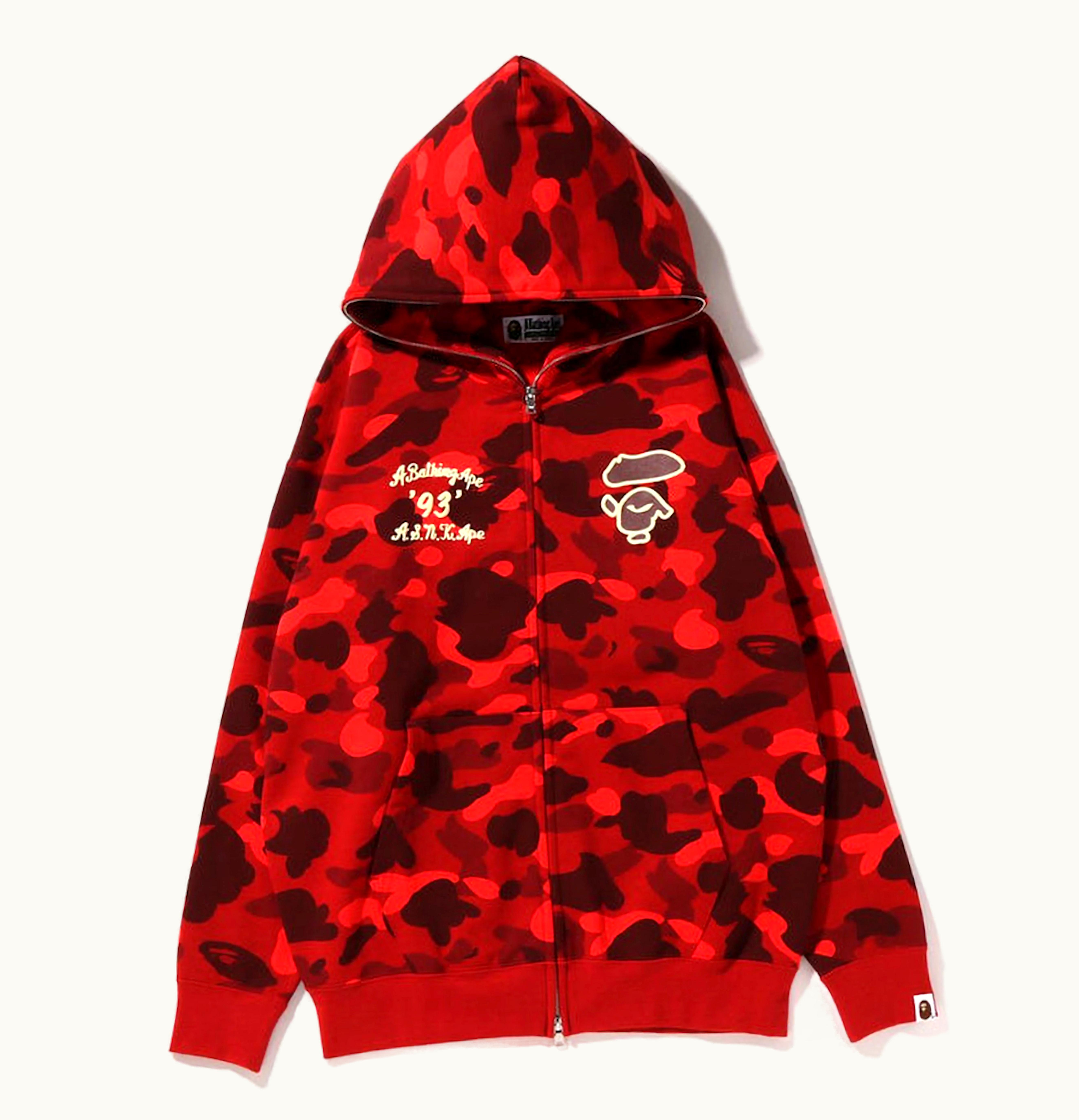 BAPE BAPE Womens Color Camo Oversized Full Zip Hoodie Red