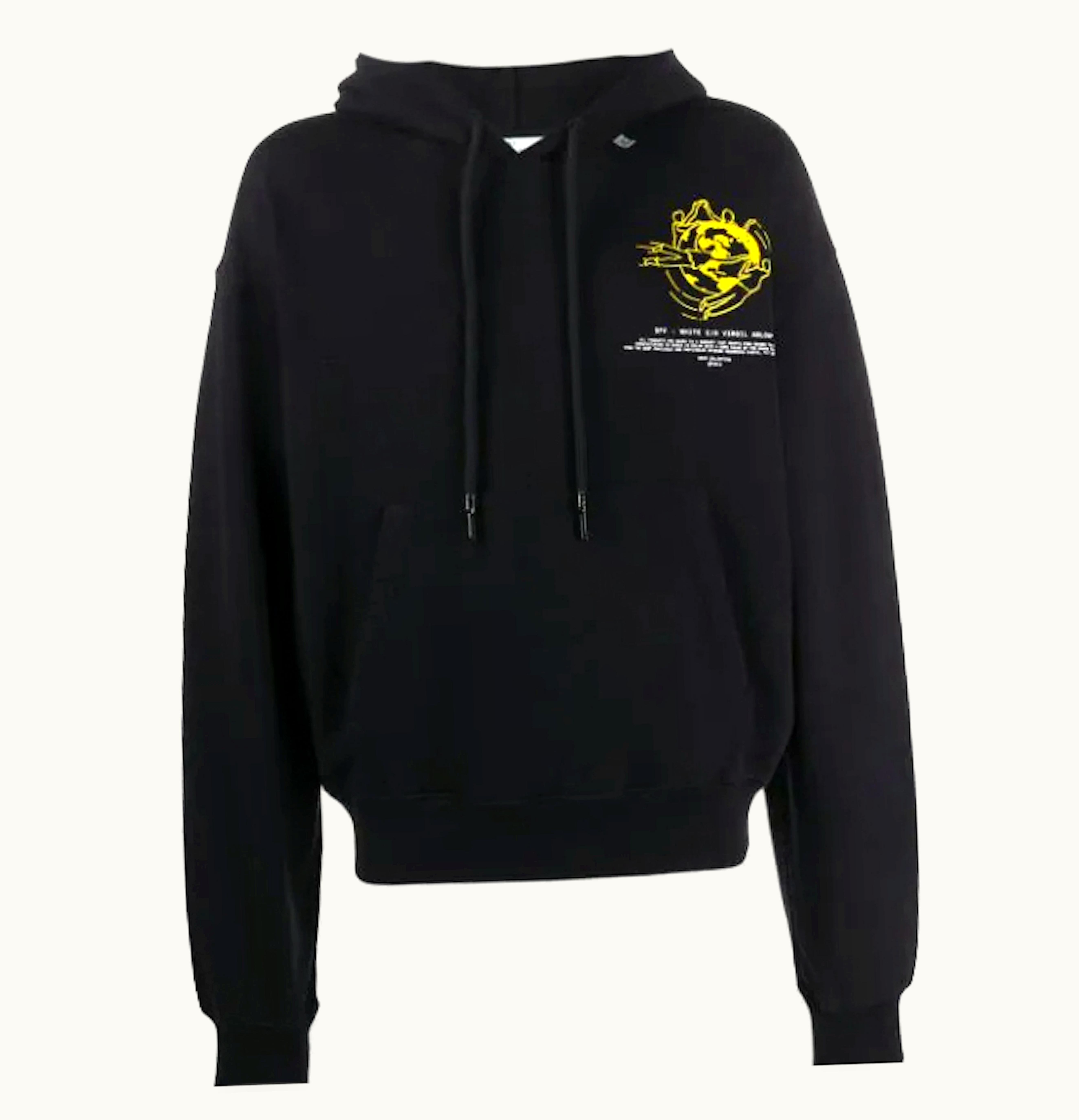 OFF-WHITE OFF-WHITE Logo Print Over Fit L S Hoodie Black