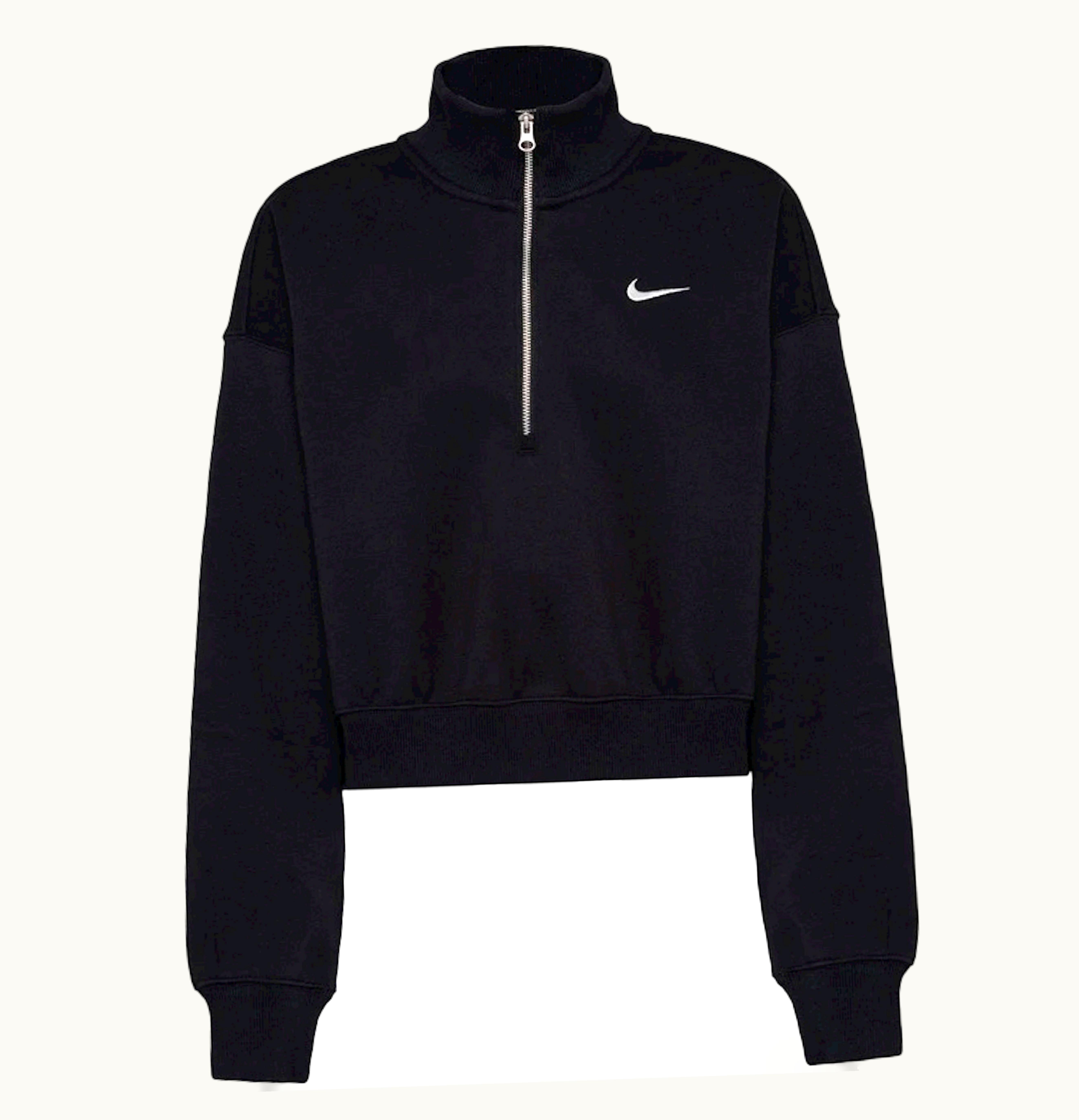 Nike Nike Womens Phoenix Fleece Oversized 1 2 Zip Crop Fleece Sweatshirt Black Sail