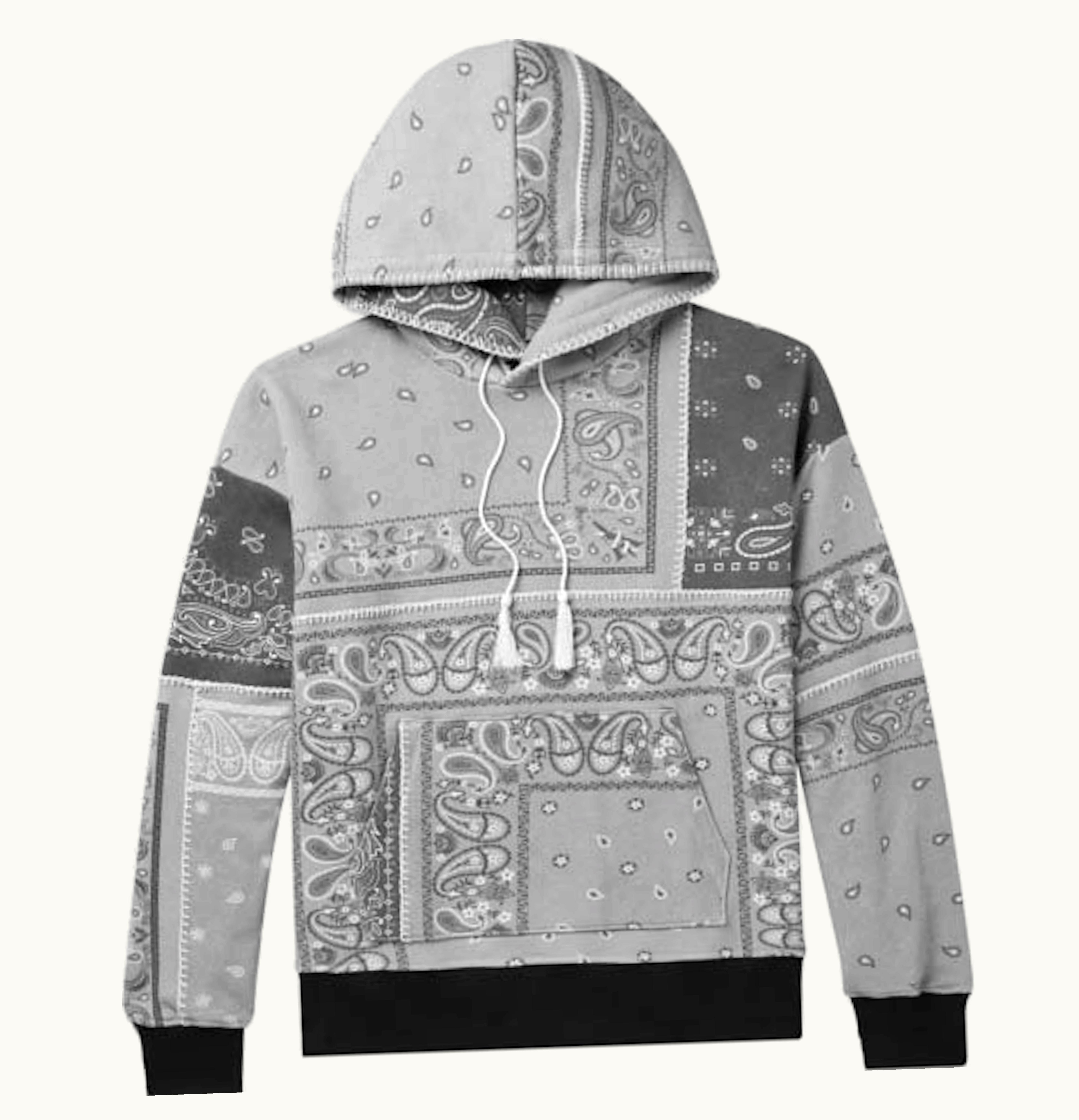 AMIRI Amiri Oversized Bandana Patchwork Hoodie Black