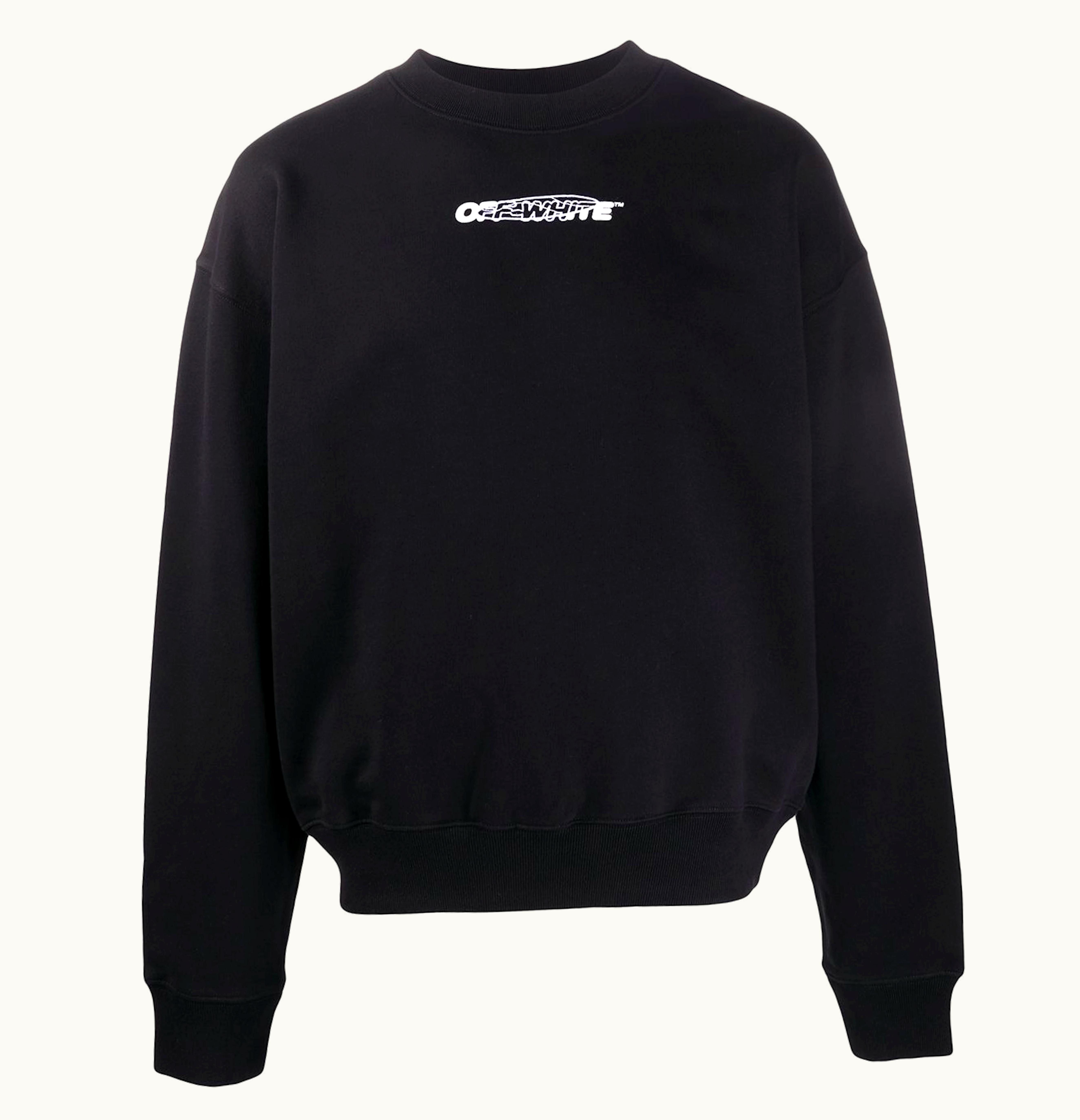 OFF-WHITE OFF-WHITE Oversized Fit Hand Painters Crewneck Sweatshirt Black White