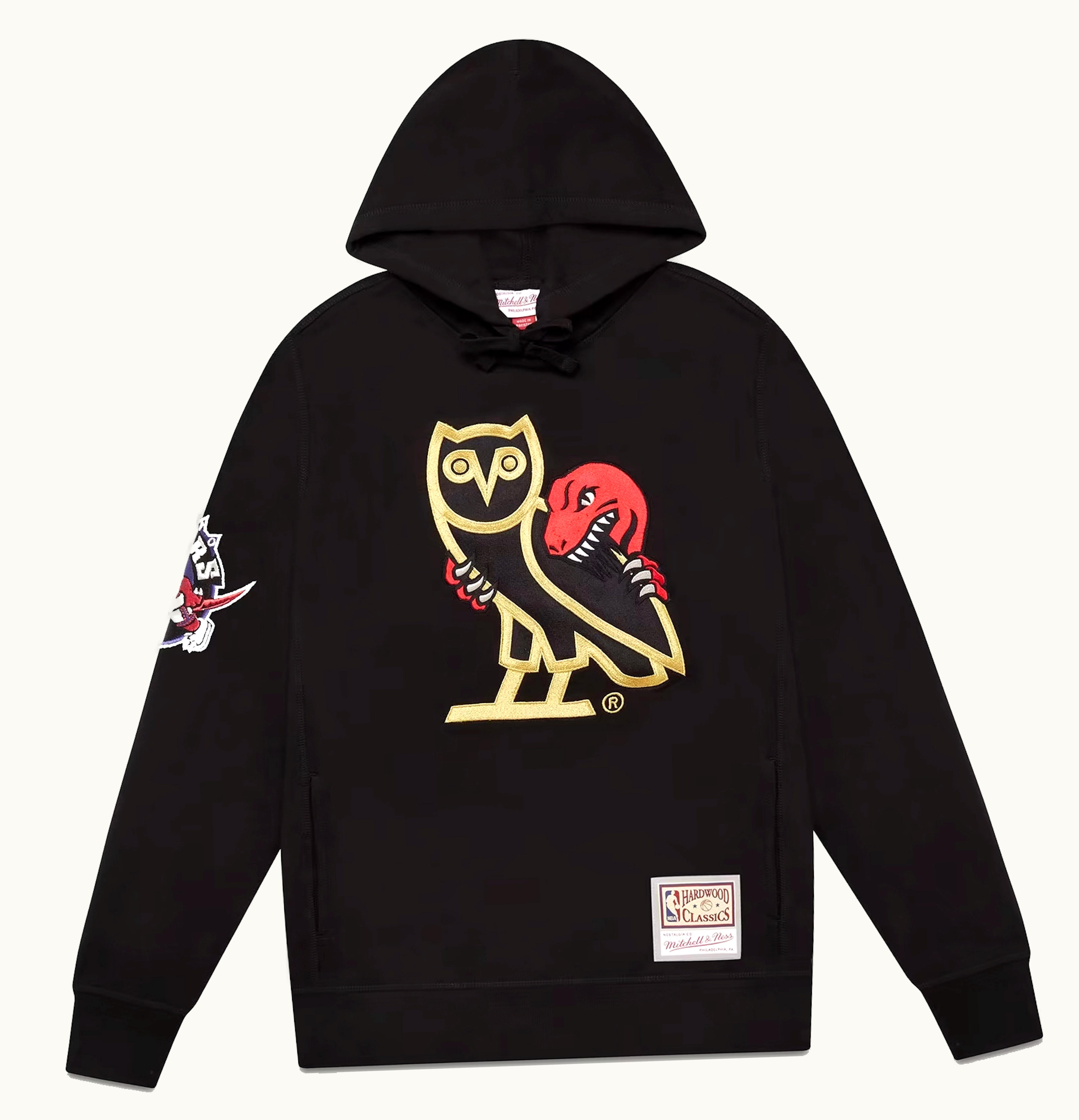 OVO OVO Mitchell Ness 1995 Raptors OG Owl Hoodie Black