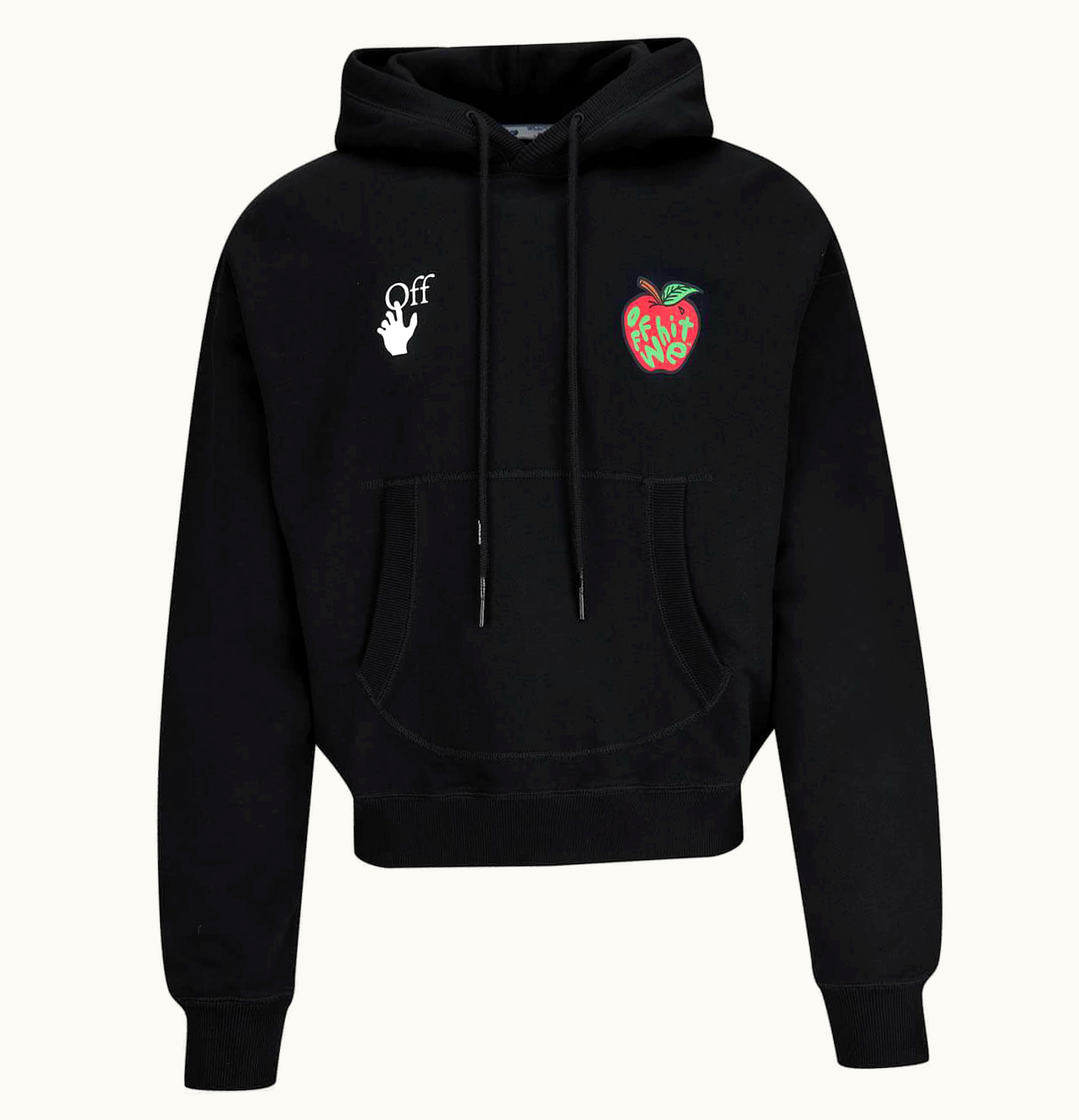 OFF-WHITE OFF-WHITE Oversized Apple Print Arrow Hoodie Black