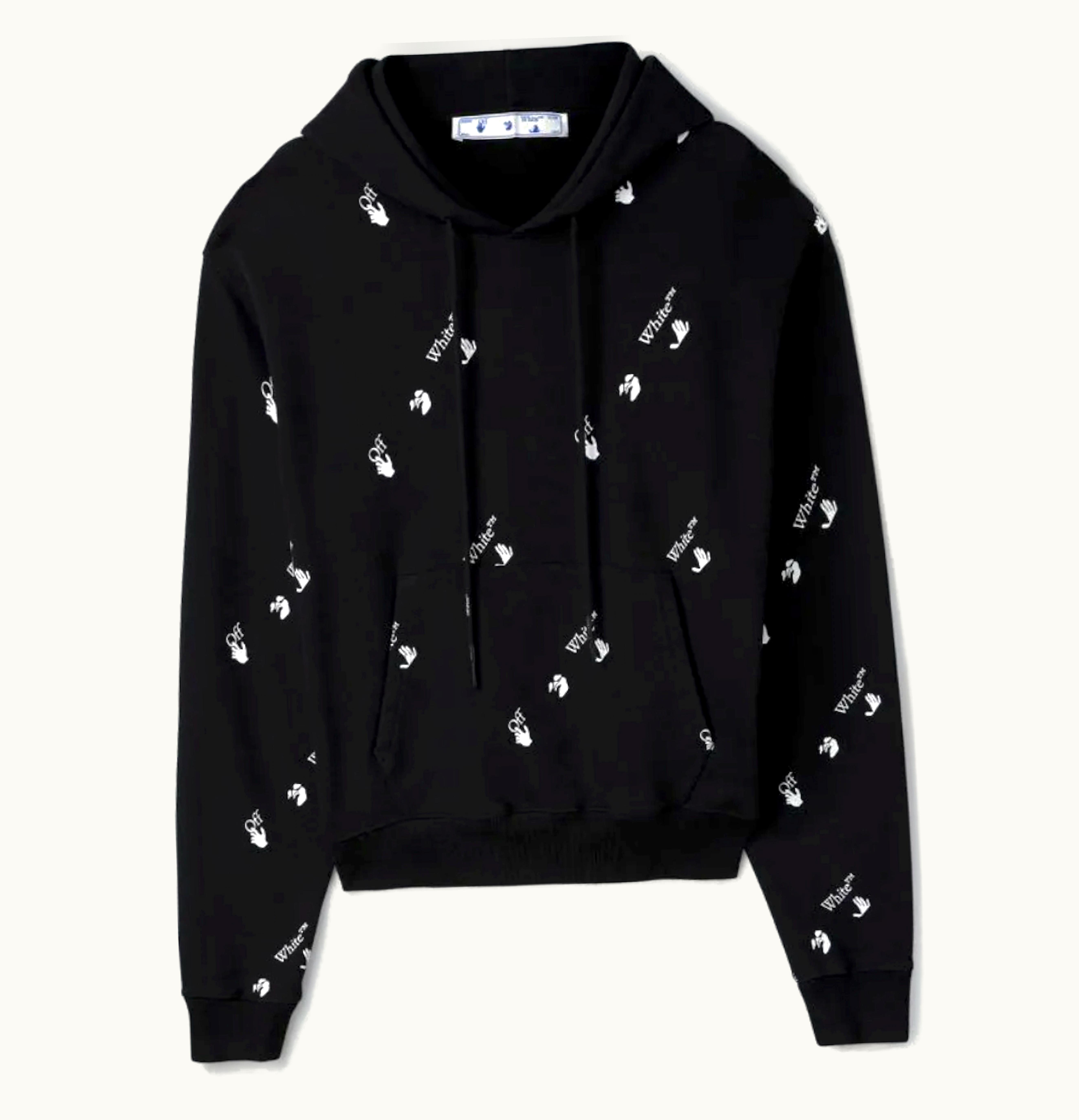 OFF-WHITE OFF-WHITE Oversized Fit Allover Logo Hoodie Black