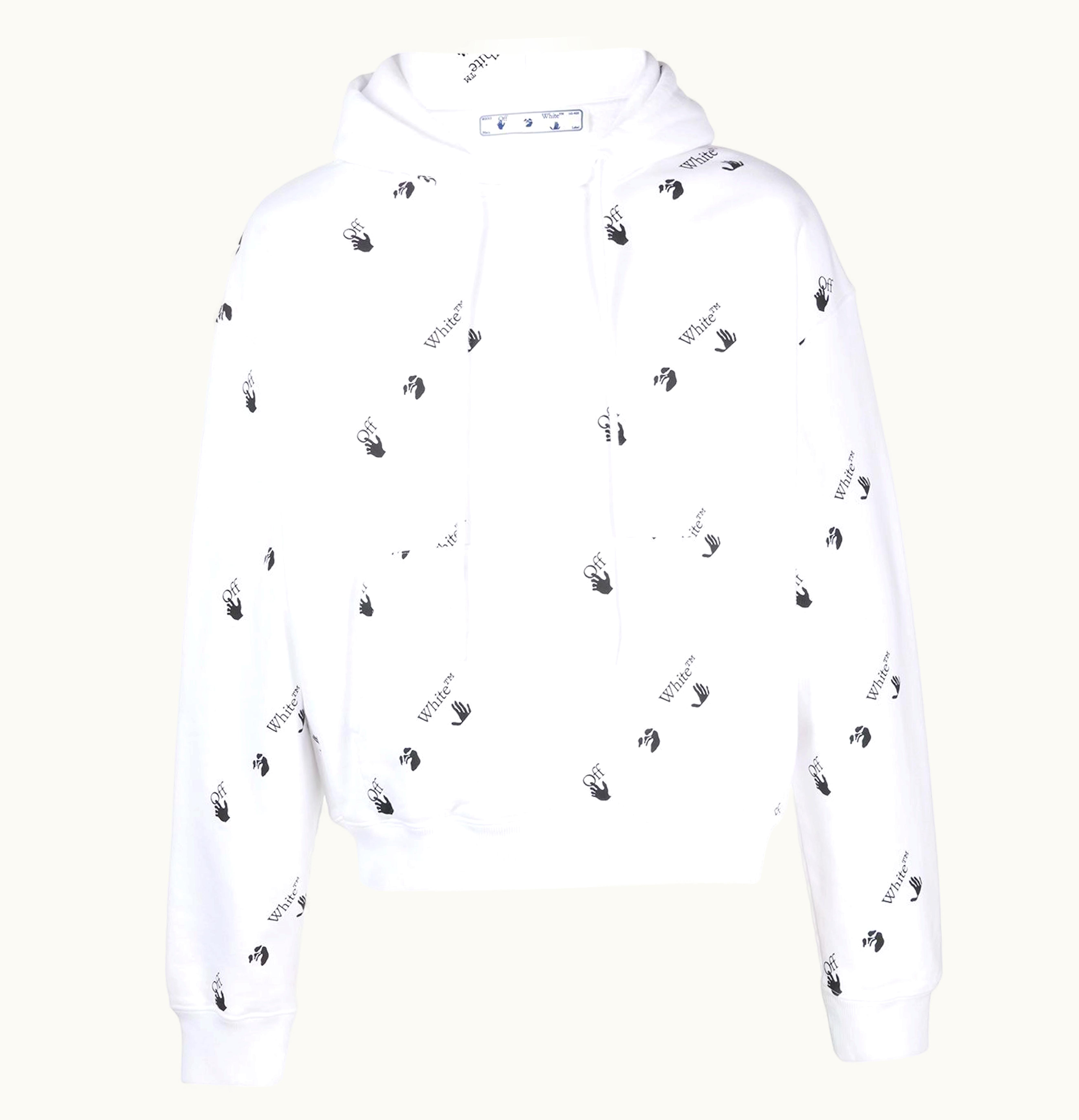 OFF-WHITE OFF-WHITE Oversized Fit Allover Logo Hoodie White Black