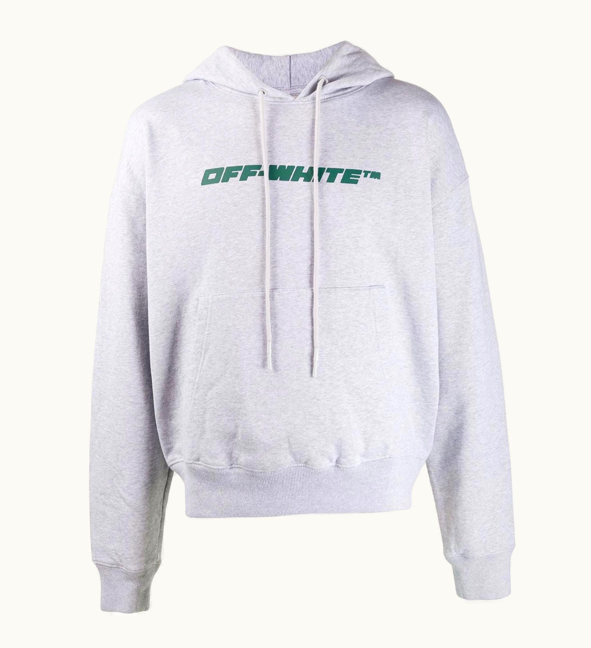 OFF-WHITE OFF-WHITE Oversize Fit Trellis Worker Hoodie Melange Grey