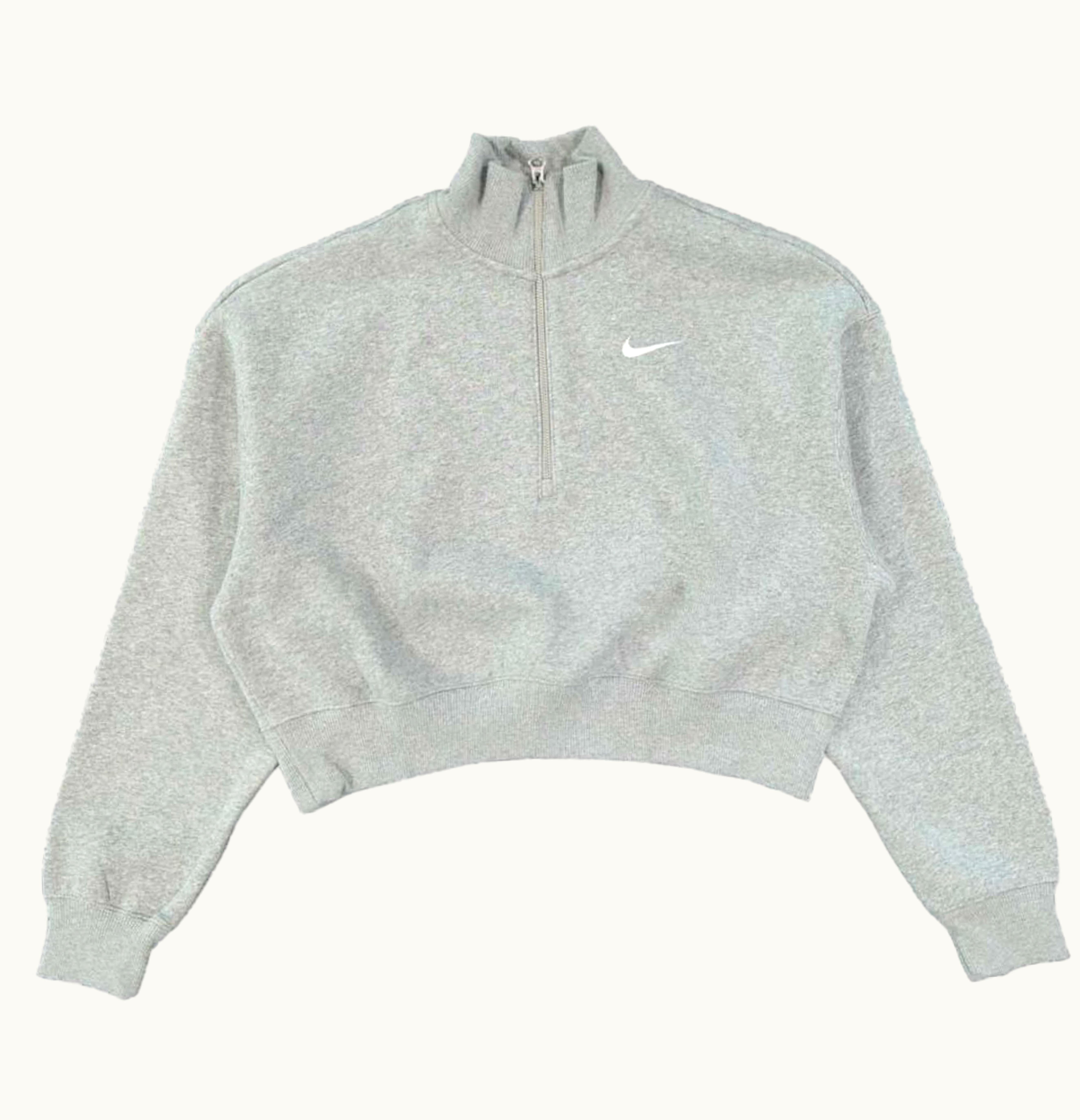 Nike Nike Womens Phoenix Fleece Oversized 1 2 Zip Crop Fleece Sweatshirt Dark Grey Heather Sail