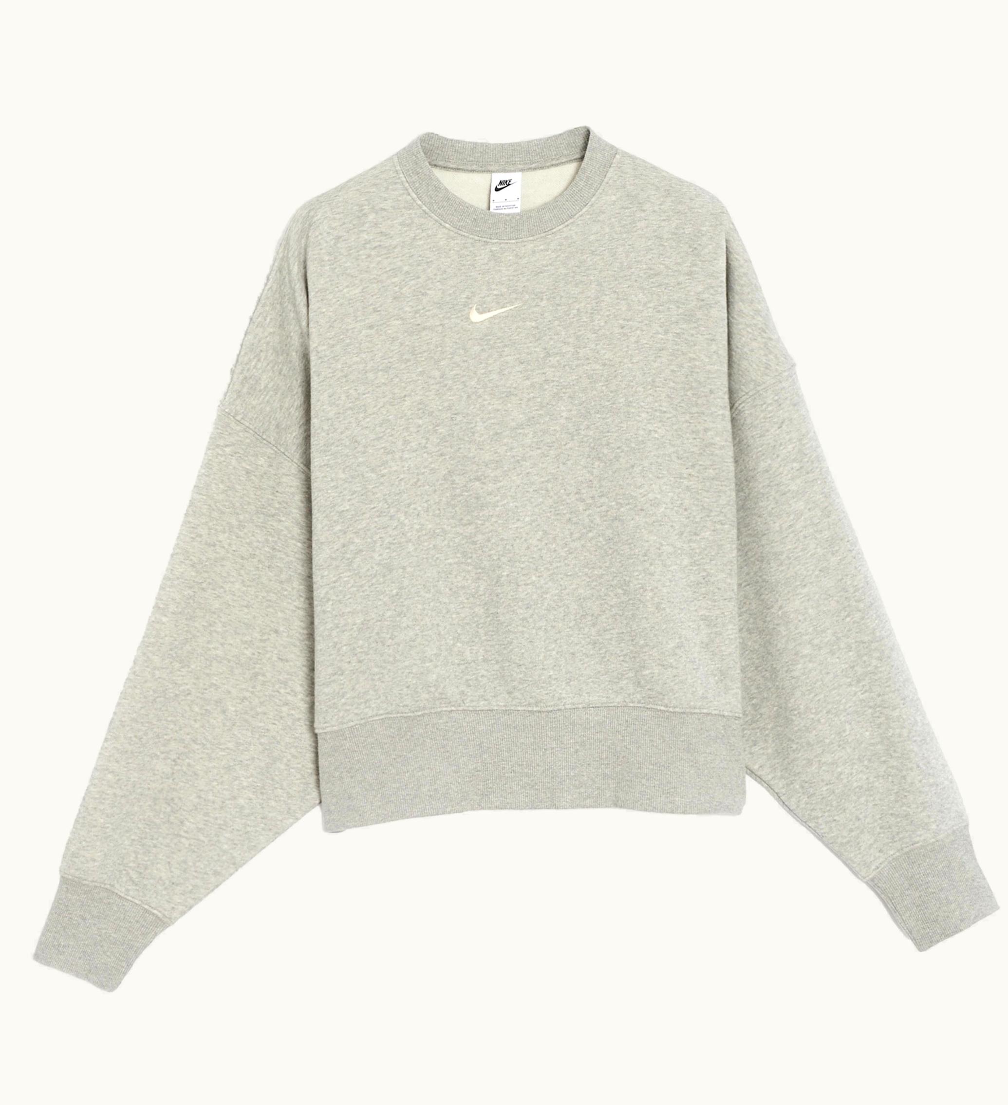 Nike Nike Womens Phoenix Fleece Oversized Crew Sweatshirt Dark Grey Heather Sail