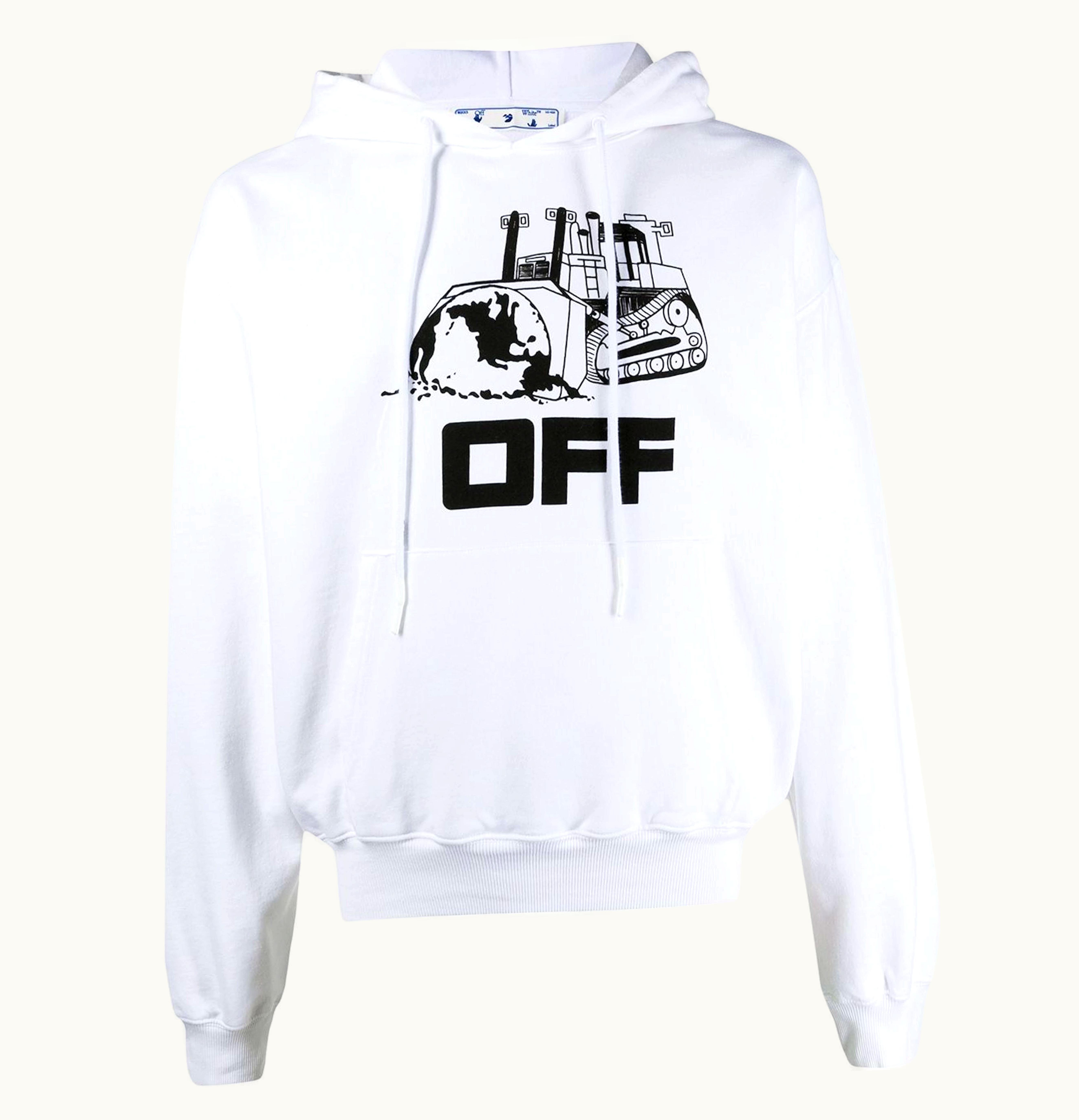 OFF-WHITE OFF-WHITE Oversized Fit World Catepilla Print Hoodie White