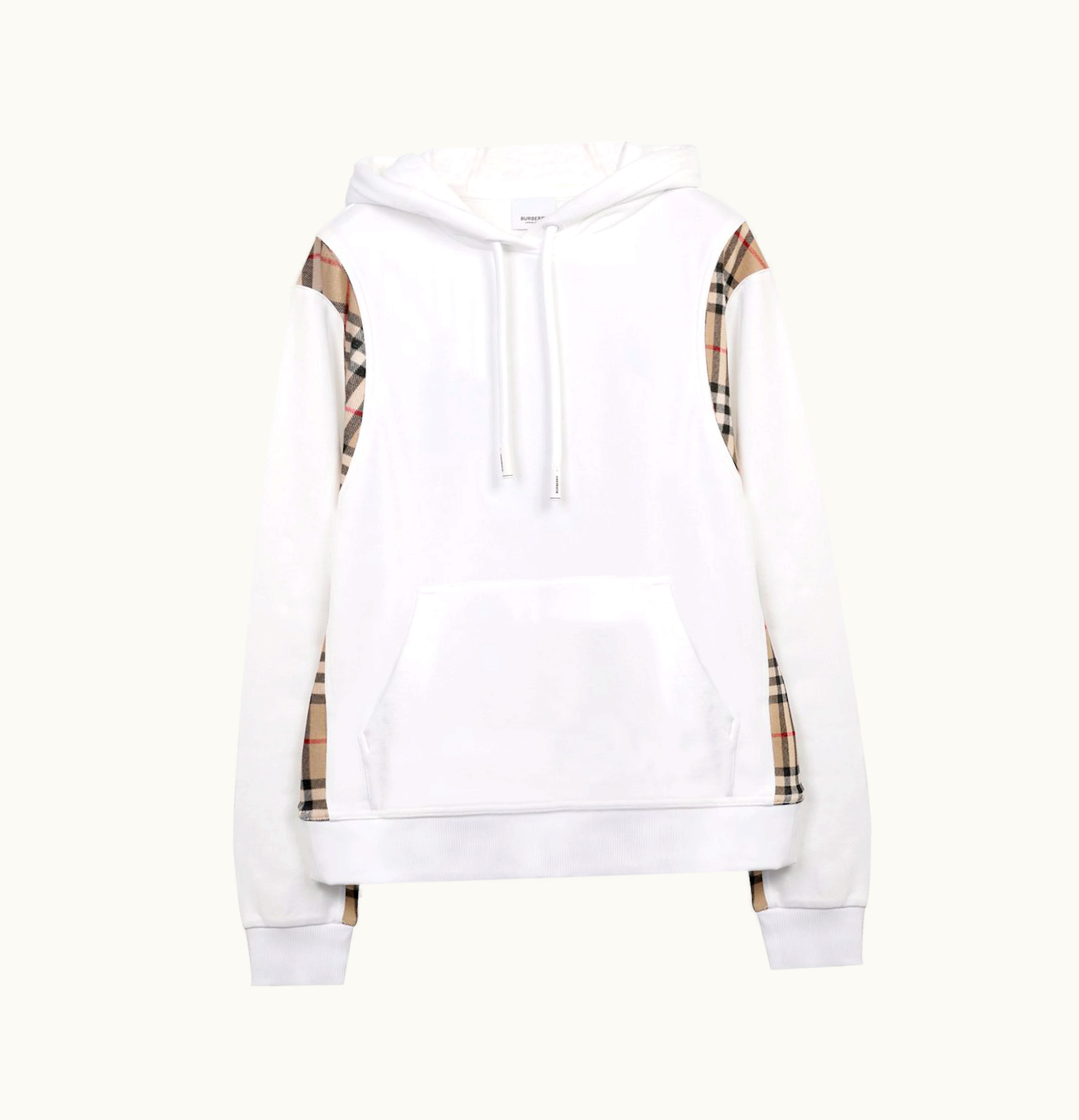 Burberry Vintage Check Panel Oversized Hoodie White