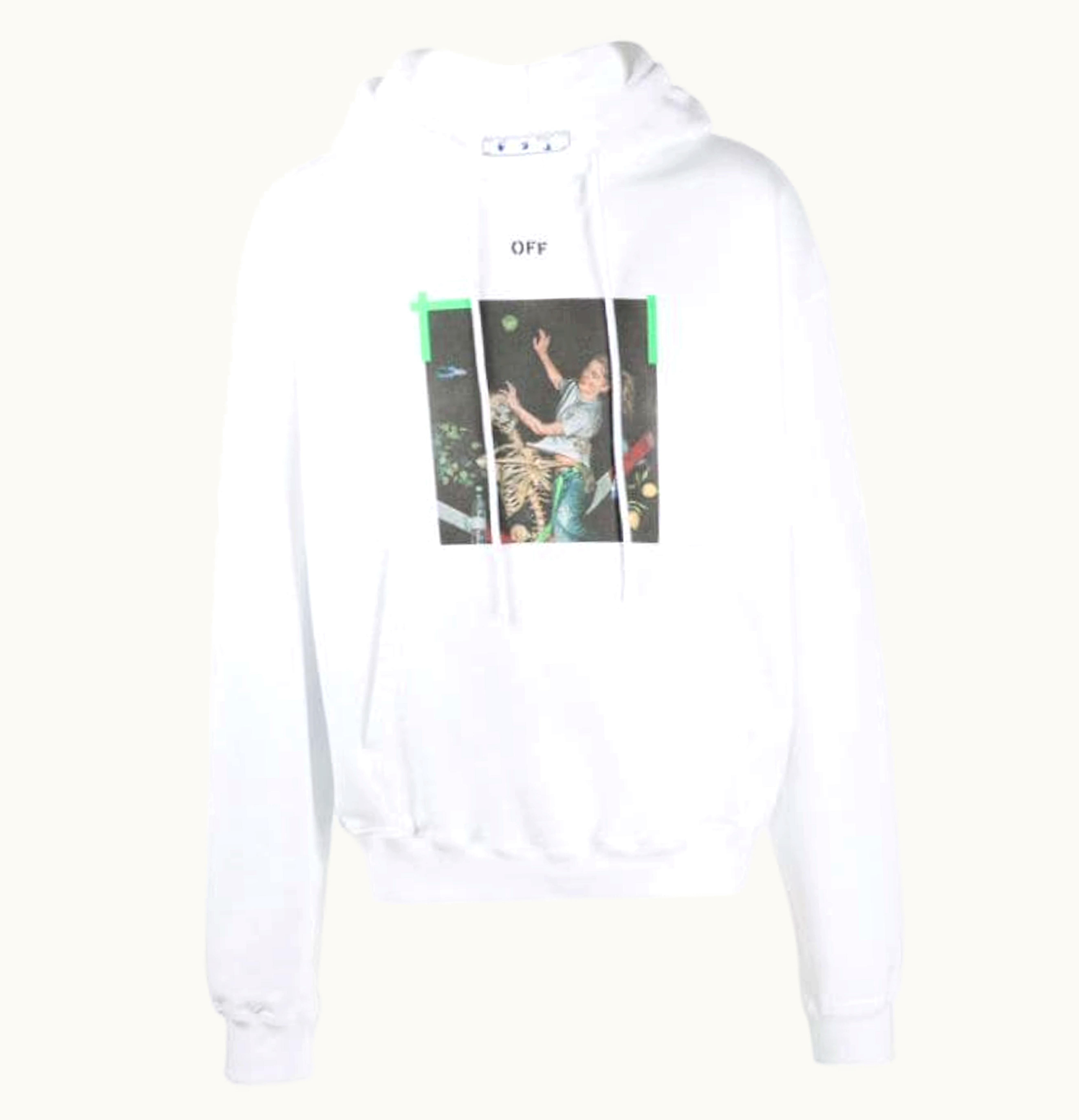 OFF-WHITE OFF-WHITE Oversize Fit Pascal Arrow Hoodie White Green