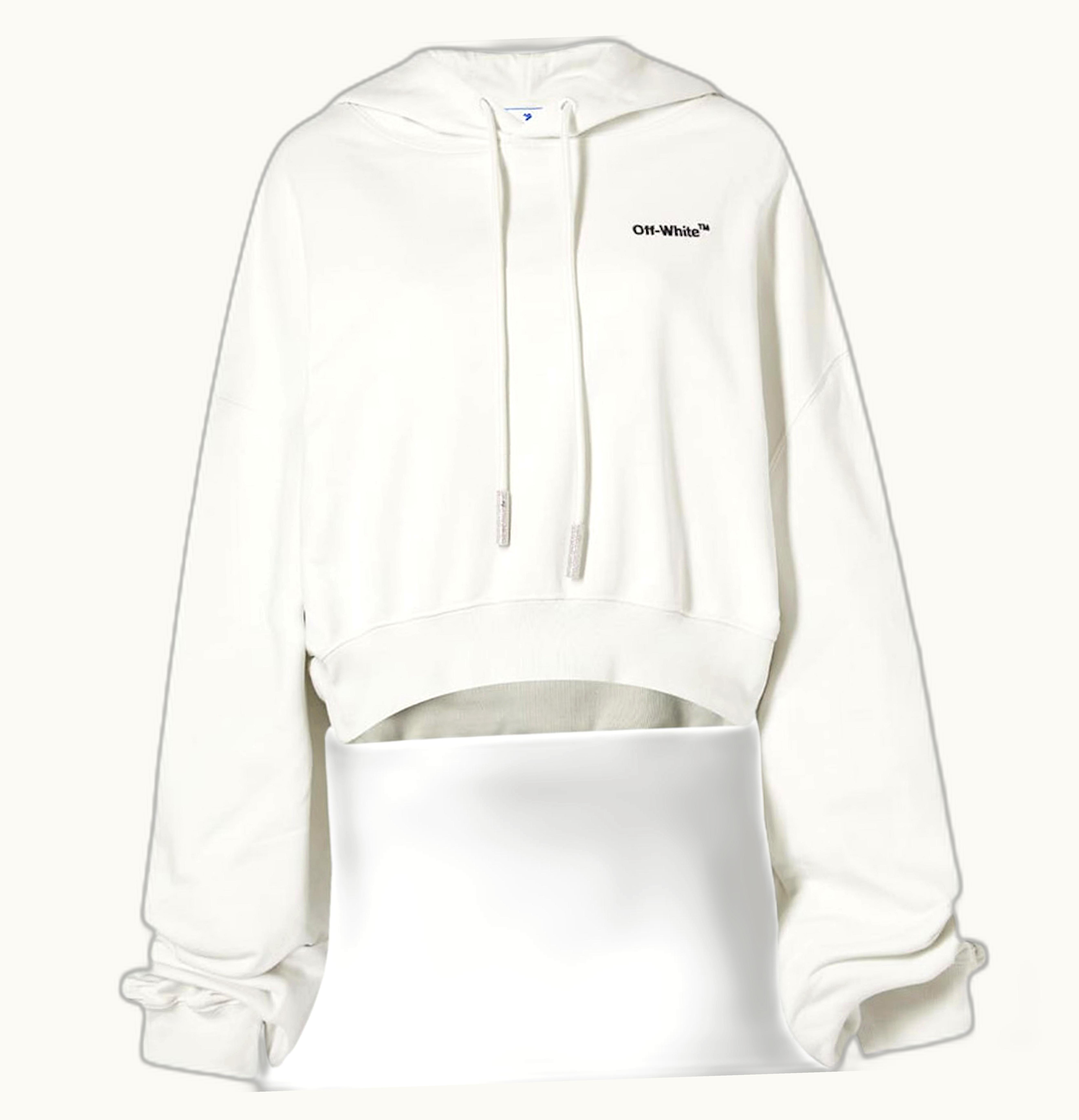 OFF-WHITE OFF-WHITE Womens Helvetica Logo Crop Over Hoodie Beige Black