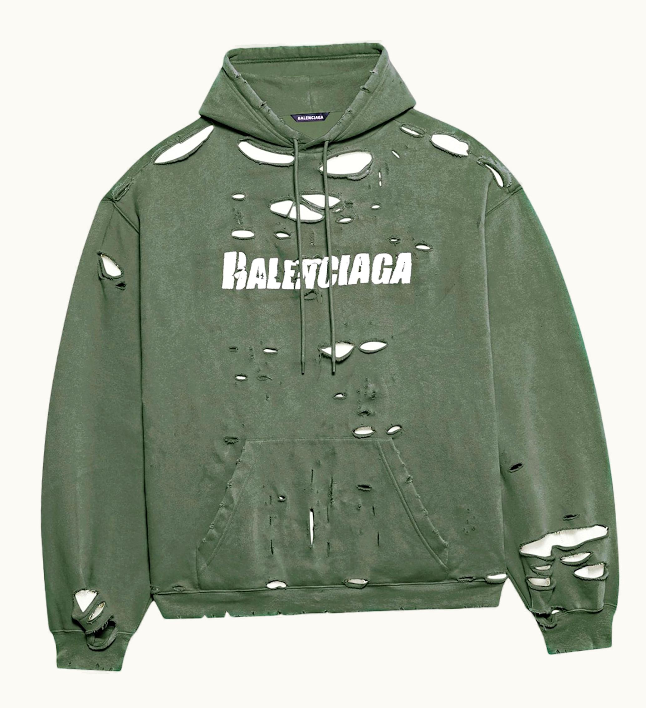 Balenciaga Balenciaga Caps Destroyed Oversize Fit Hoodie Dark Green White