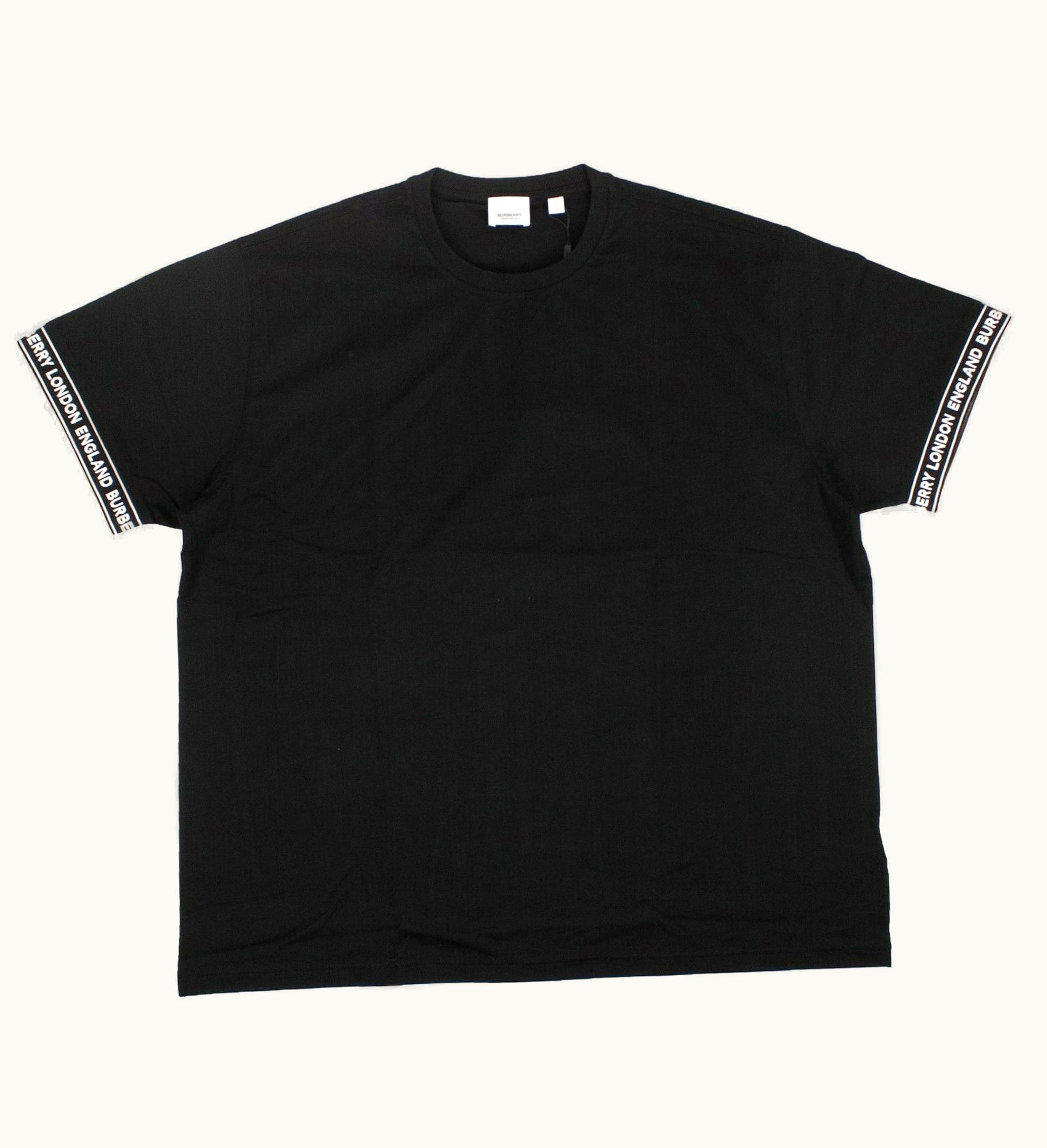 Burberry Oversized Teslow Taped Sleeve T Shirt Black