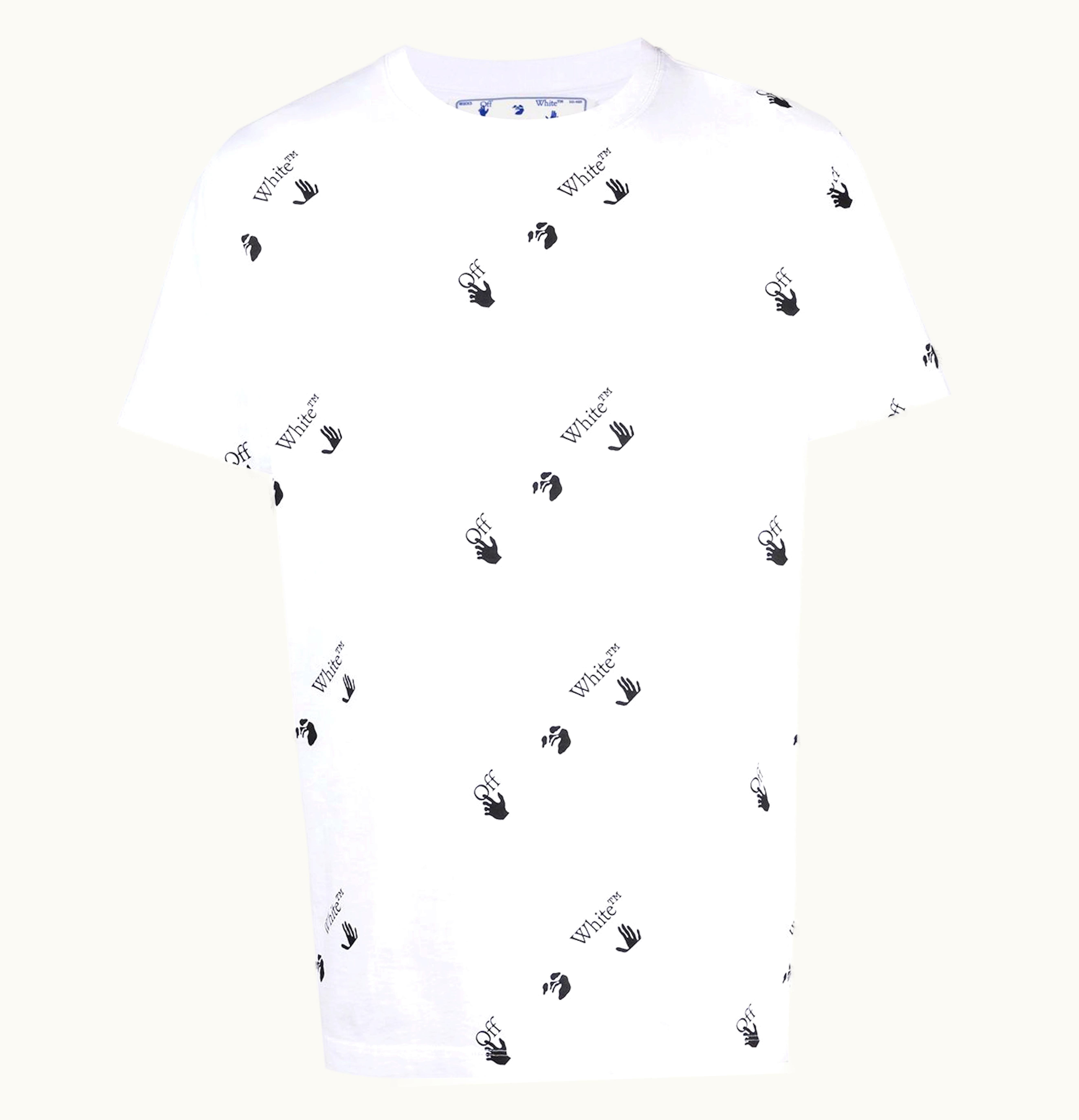 OFF-WHITE OFF-WHITE All Over Logo Print T Shirt White Black