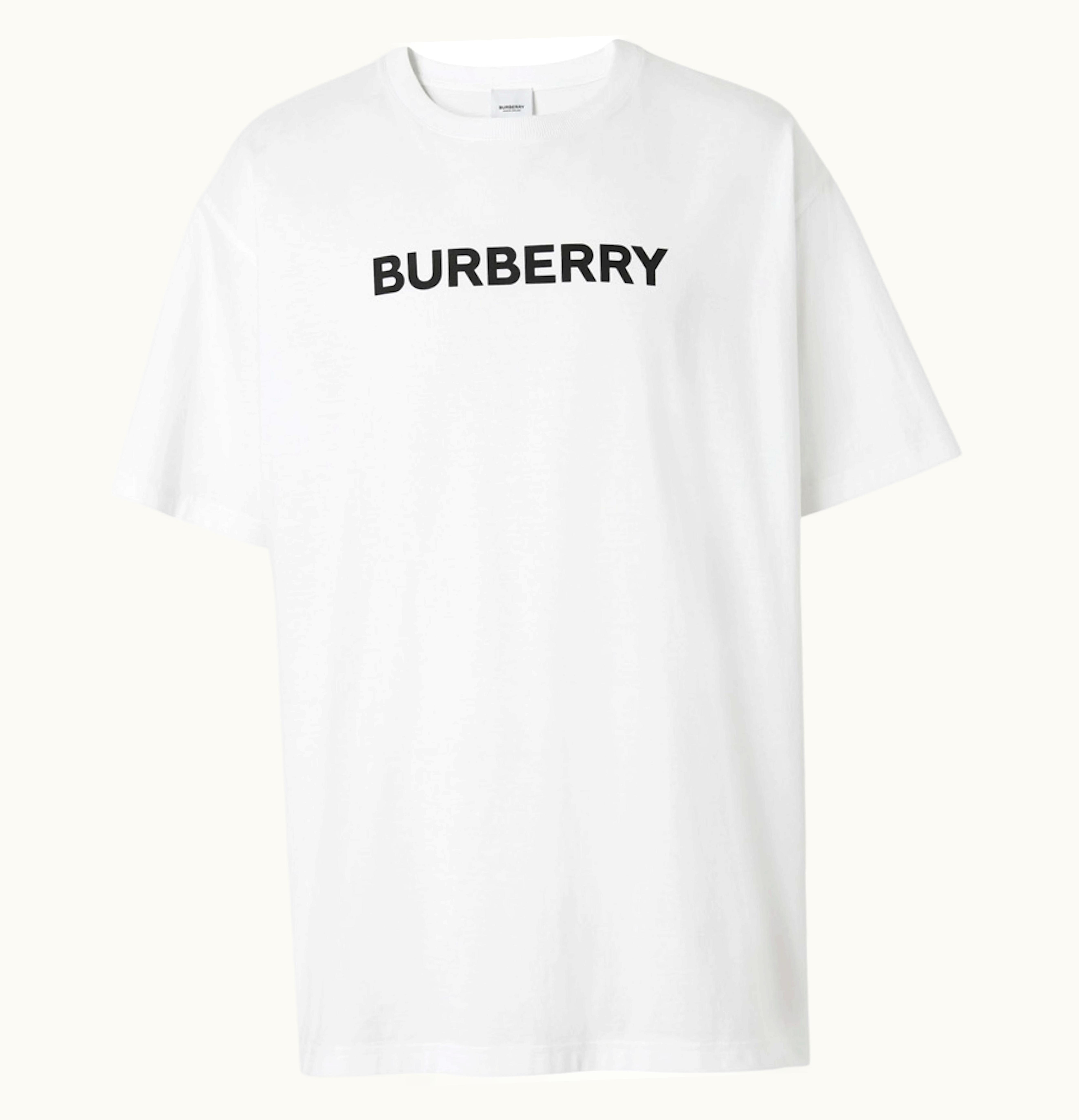 Burberry Logo Print Cotton Oversized T Shirt White Black
