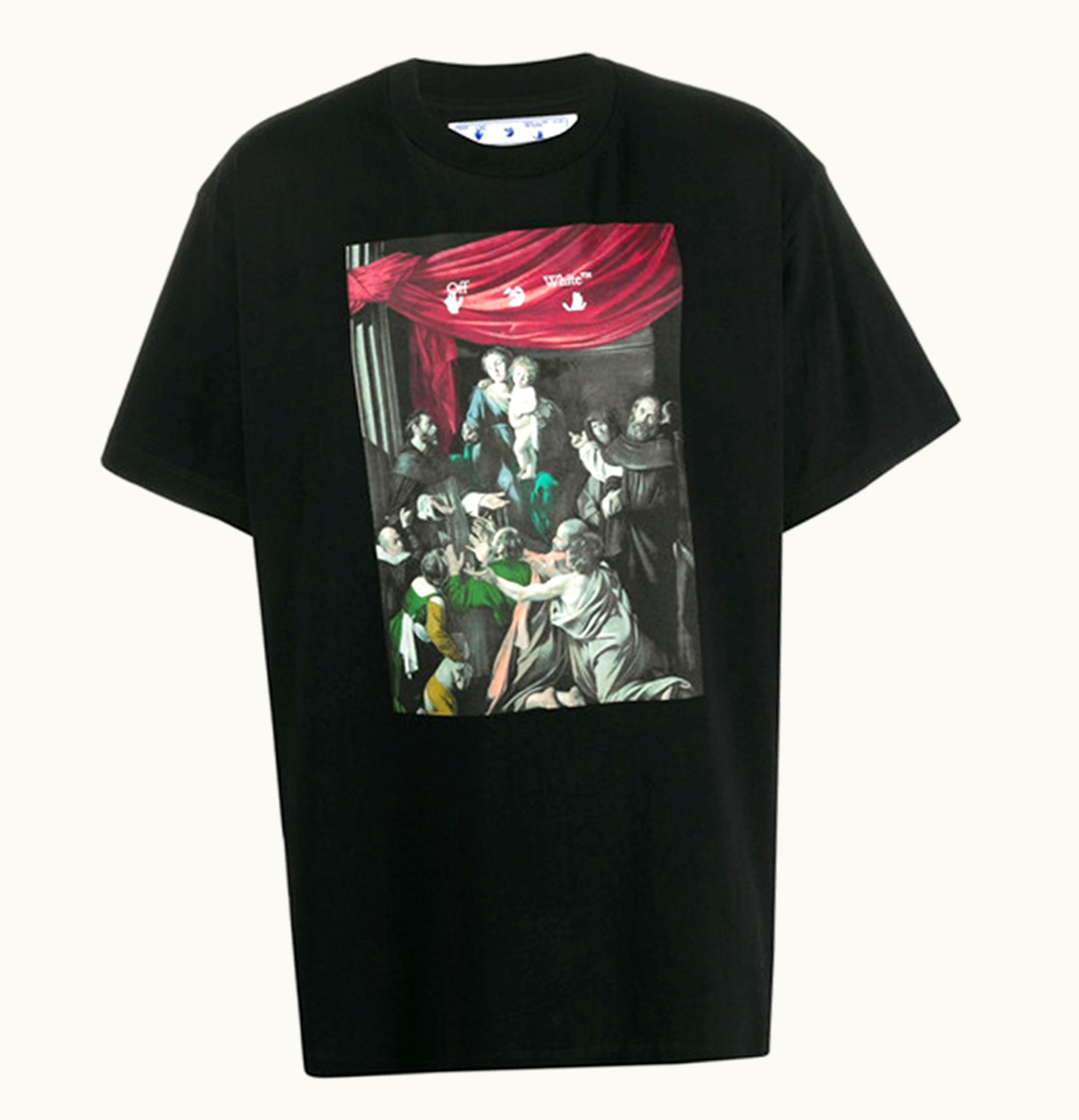 OFF-WHITE OFF-WHITE Caravaggio Madonna Of The Rosary Painting Oversized T Shirt Black