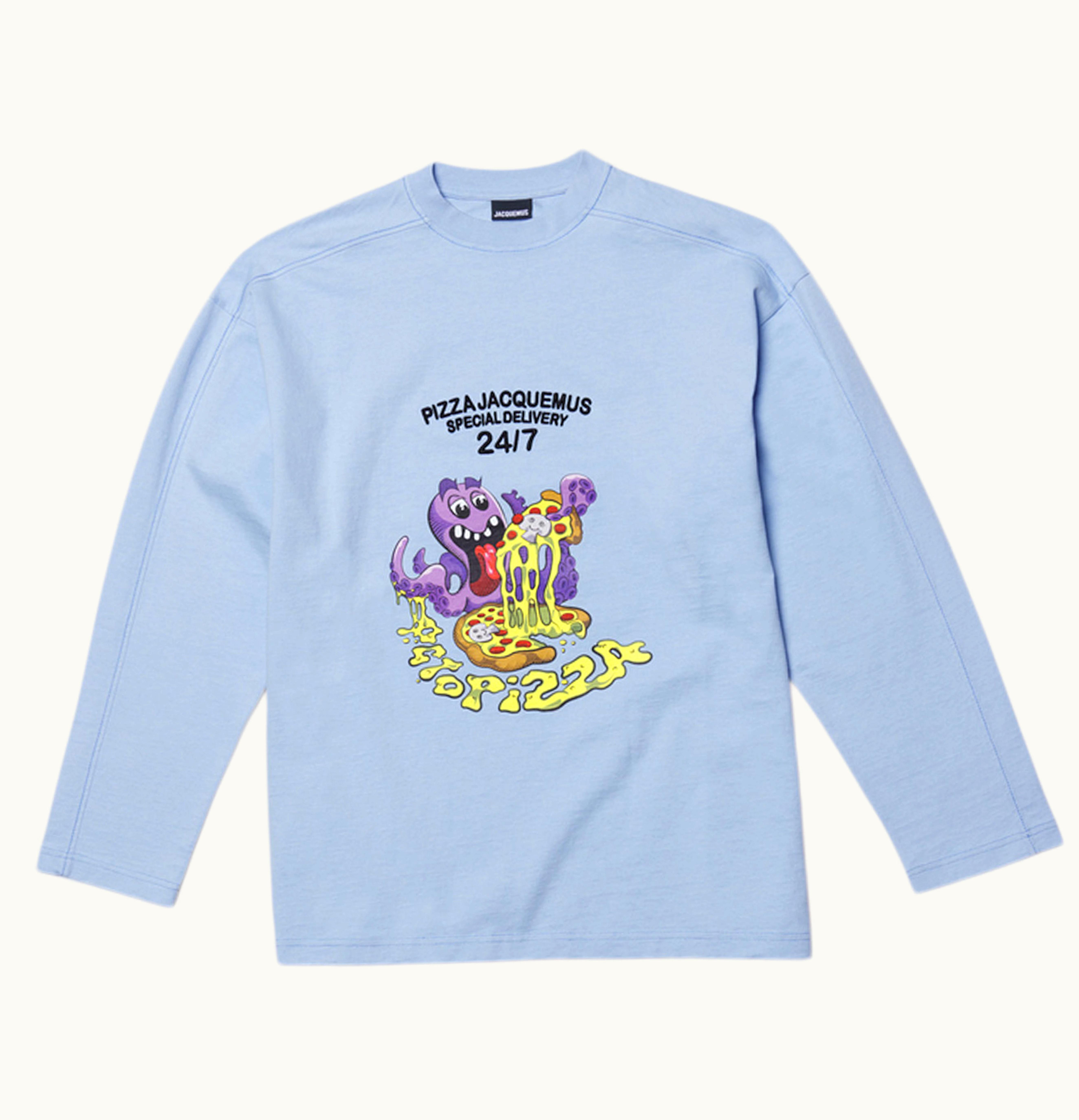 Jacquemus Jacquemus Le T Shirt Octopizza Oversized Longsleeve T Shirt Print Octopizza Light Blue