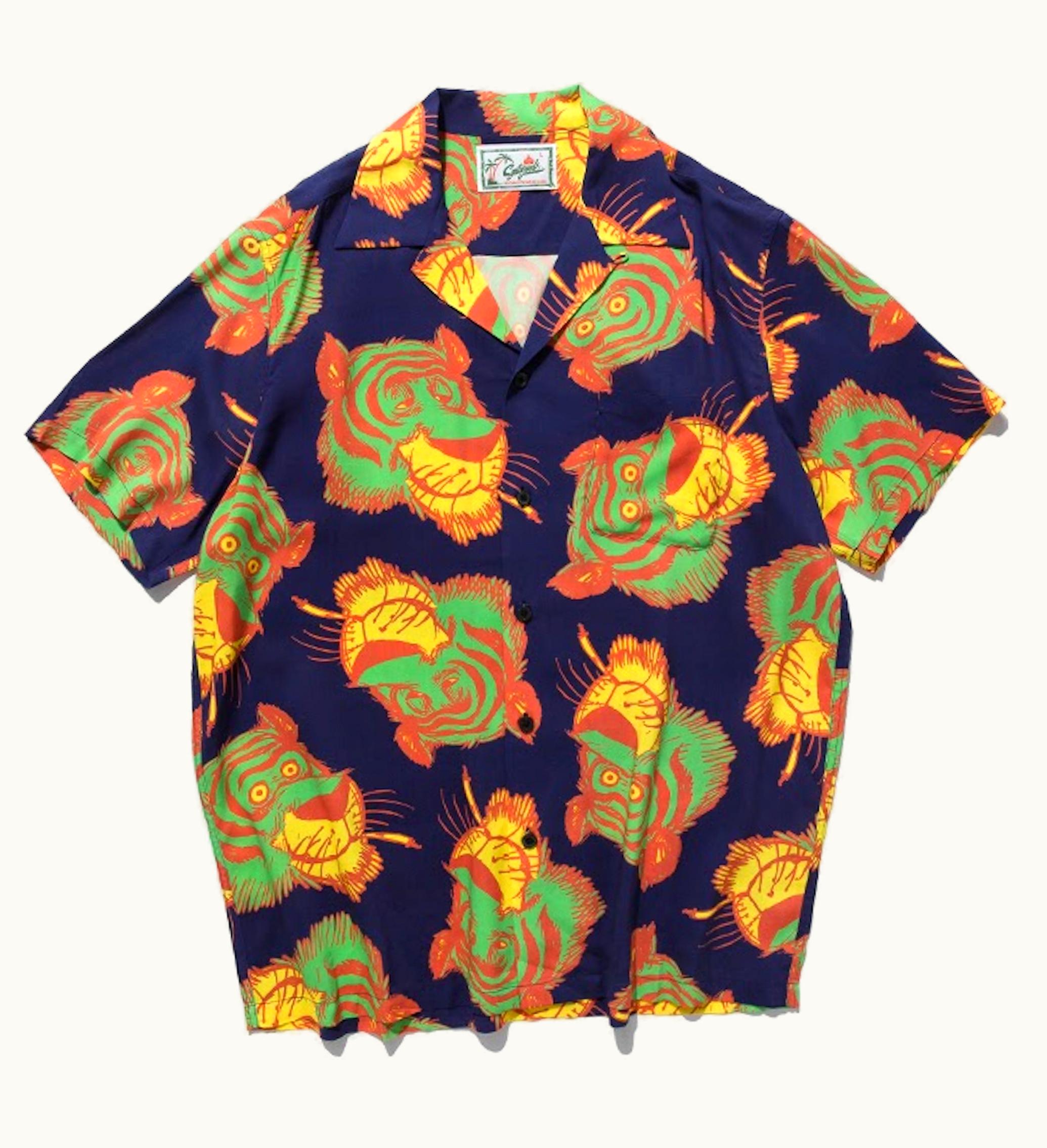 Soulgoods All Over Tiger Logo Hawaiian Shirt Blue
