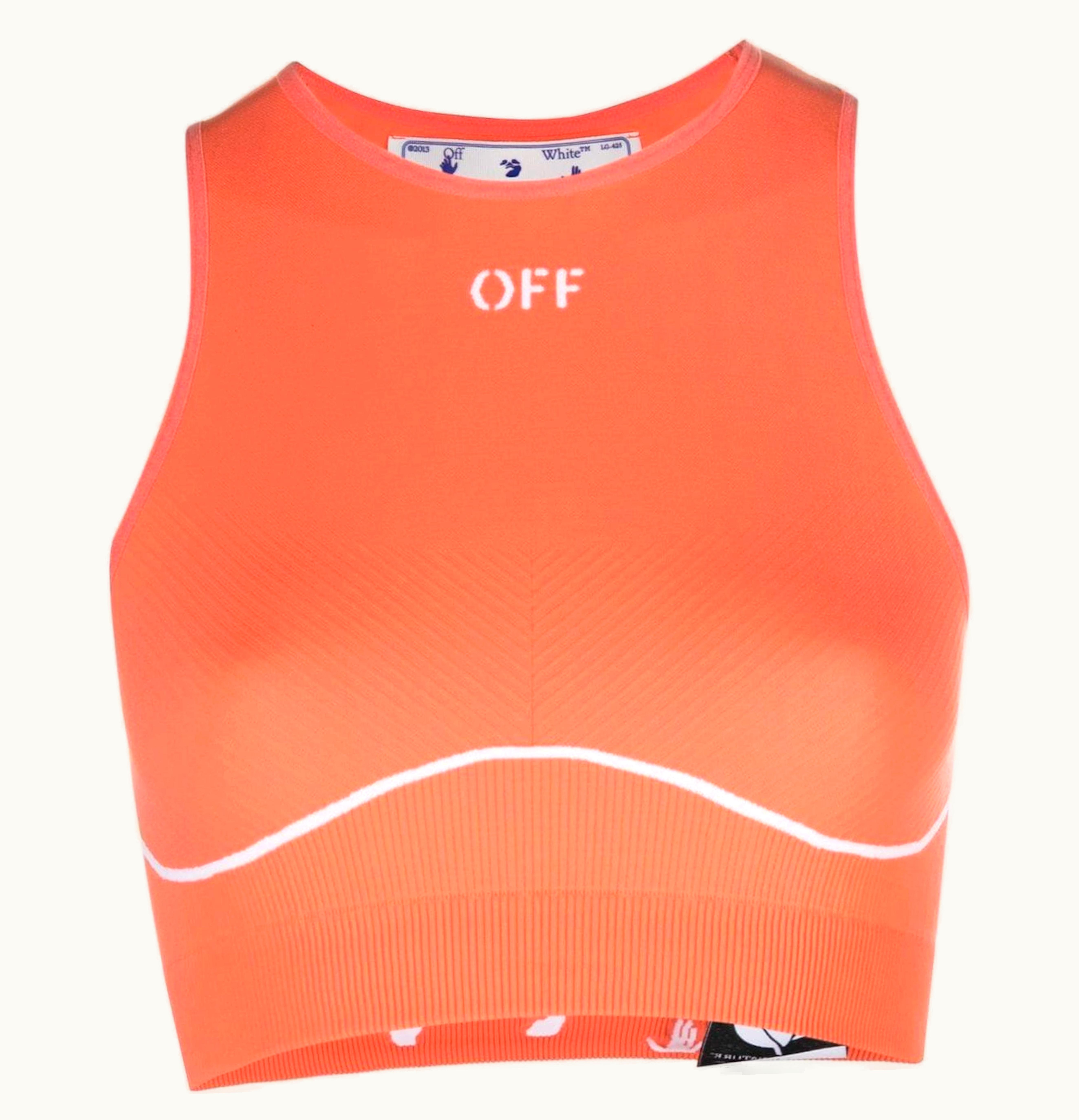 OFF-WHITE OFF-WHITE Loog Print Cropped Vest Top Orange White