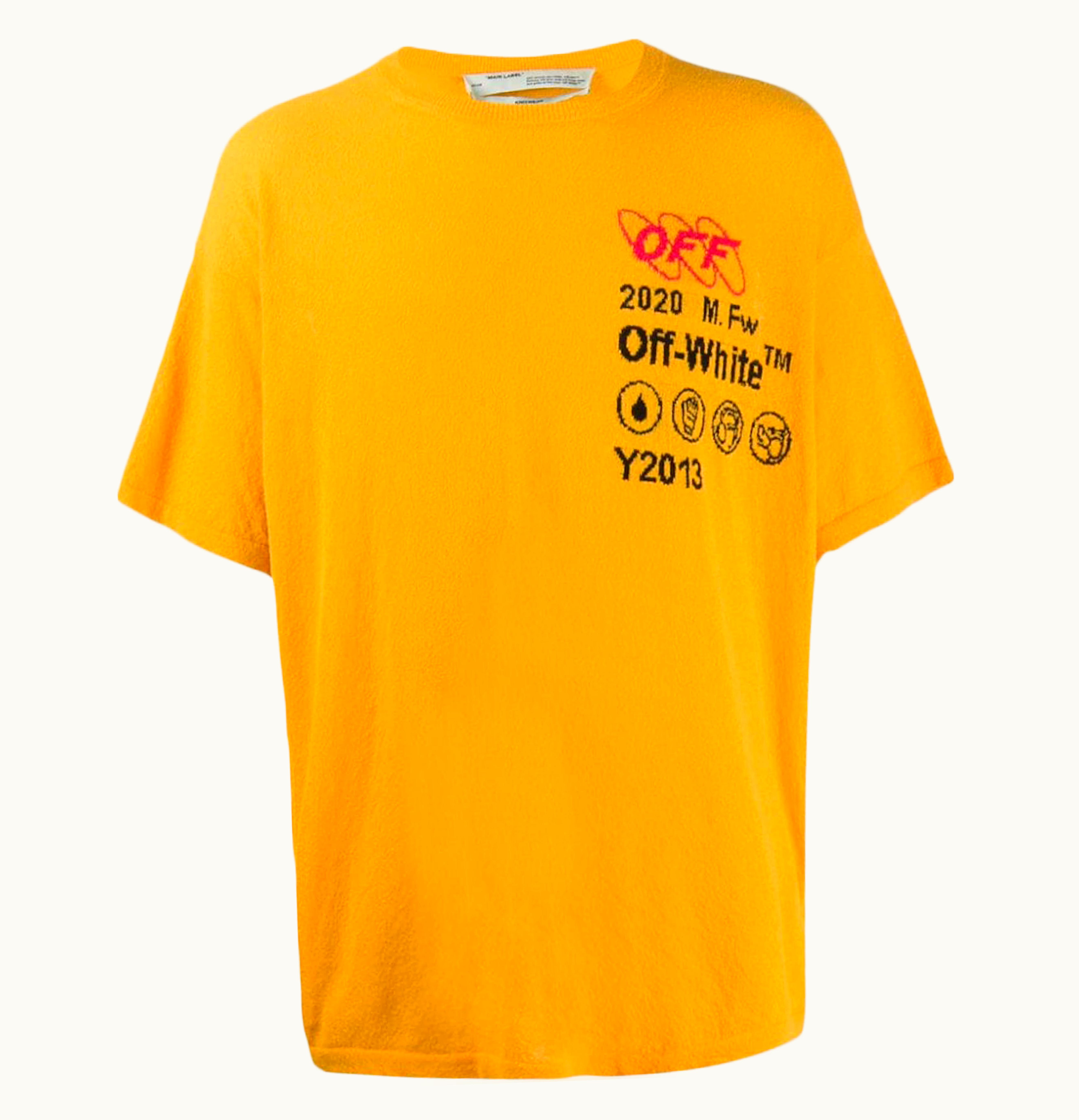 OFF-WHITE OFF-WHITE Logo Textured Oversized T Shirt Orange