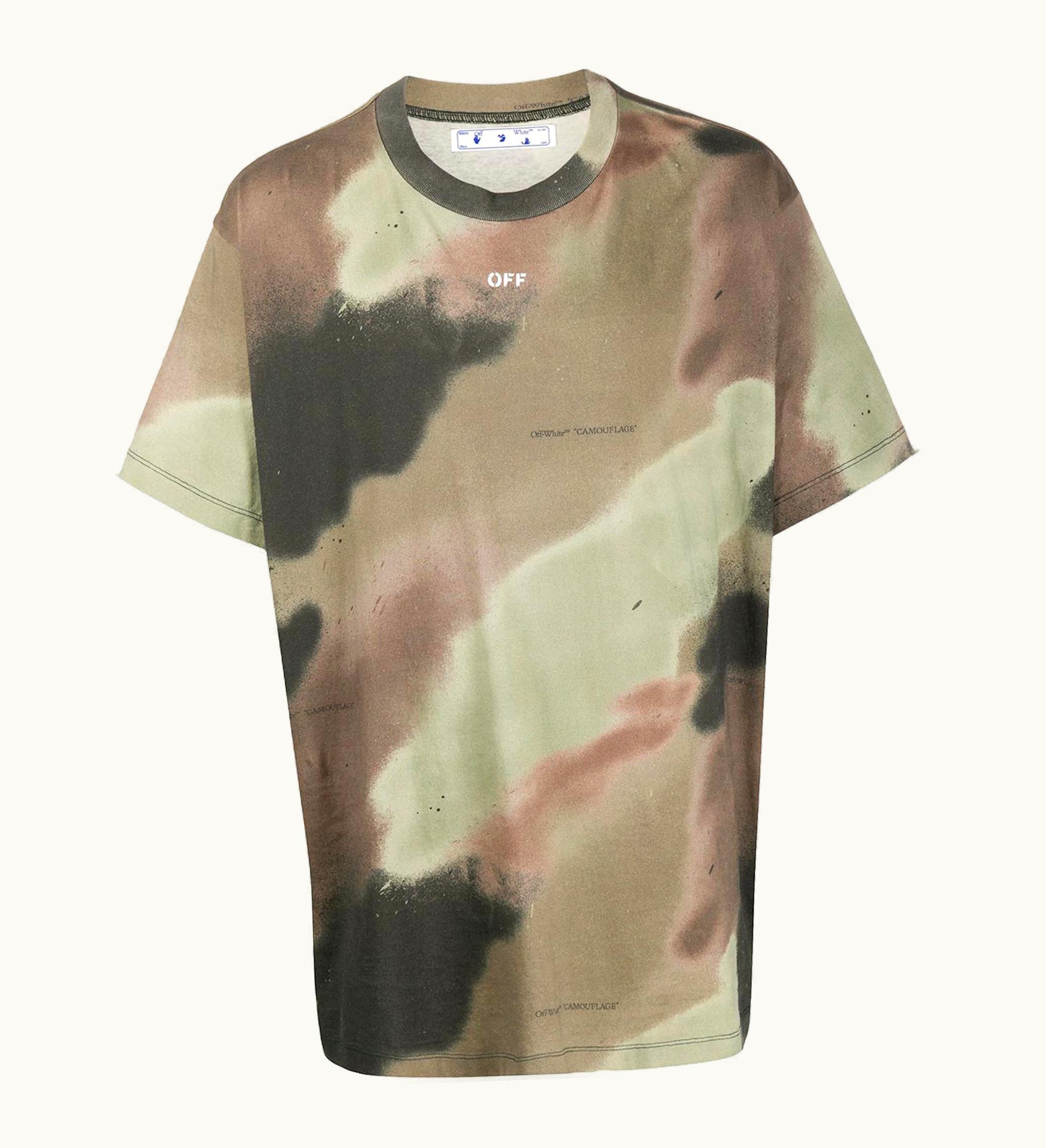 OFF-WHITE OFF-WHITE Camouflage Stencil Over Fit T Shirt Khaki Green