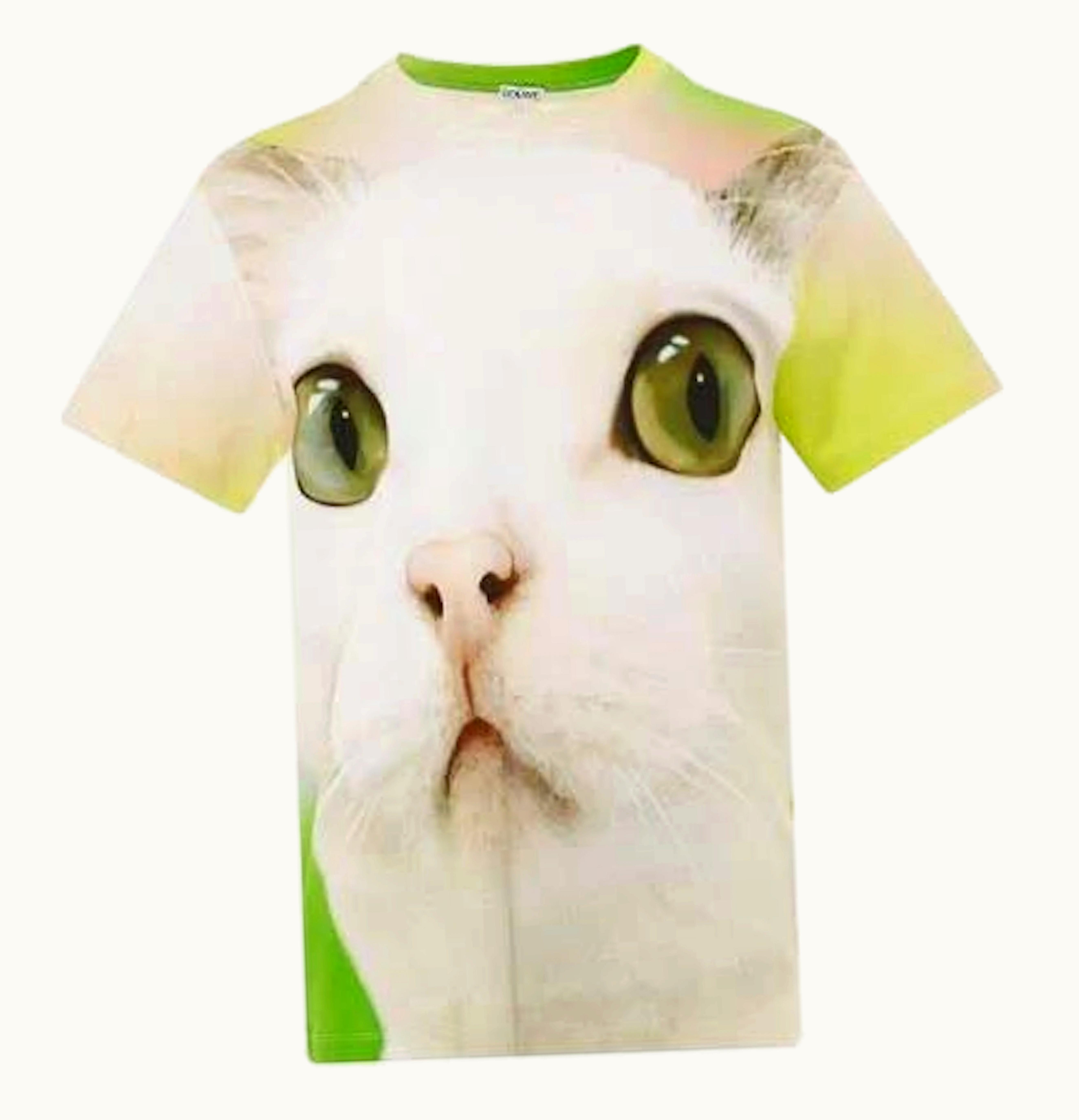 LOEWE Loewe Cat All Over Print Regular Fit T Shirt White Multicolor