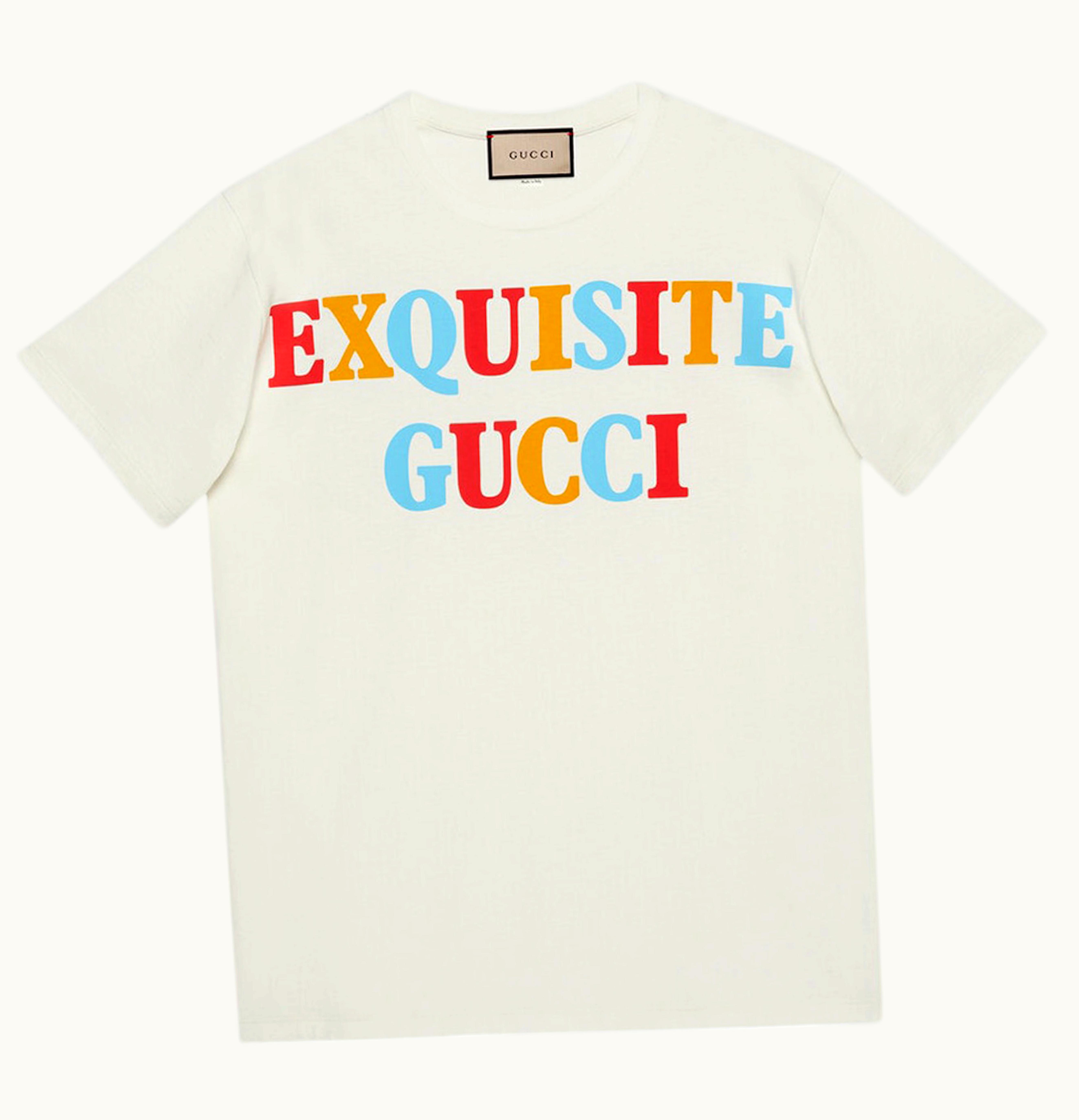 Gucci Womens Oversized Exquisite Gucci Heavy Cotton Jersey T Shirt Off White Multi