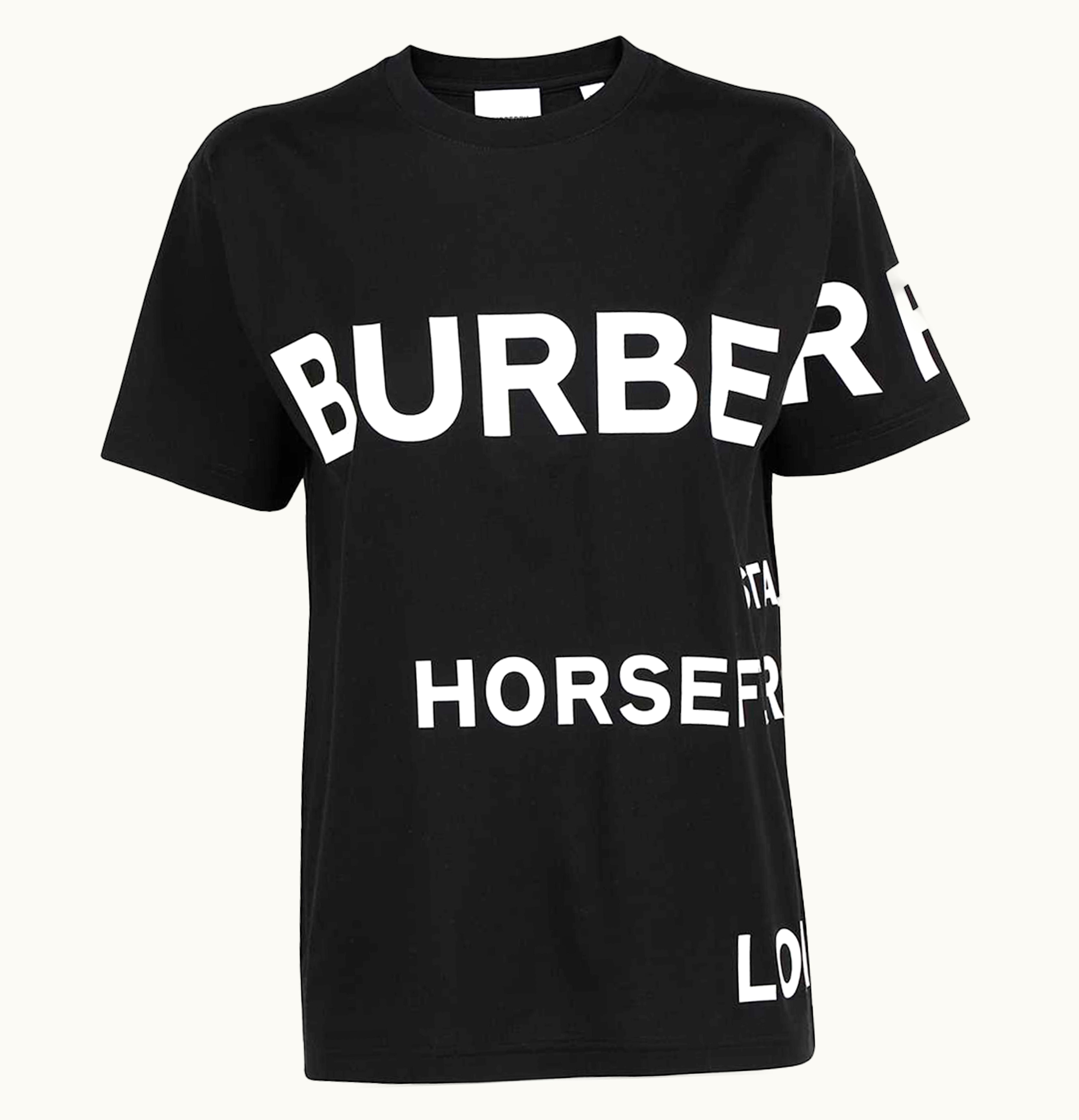 Burberry Womens Horseferry Print Cotton Oversized T Shirt Black White