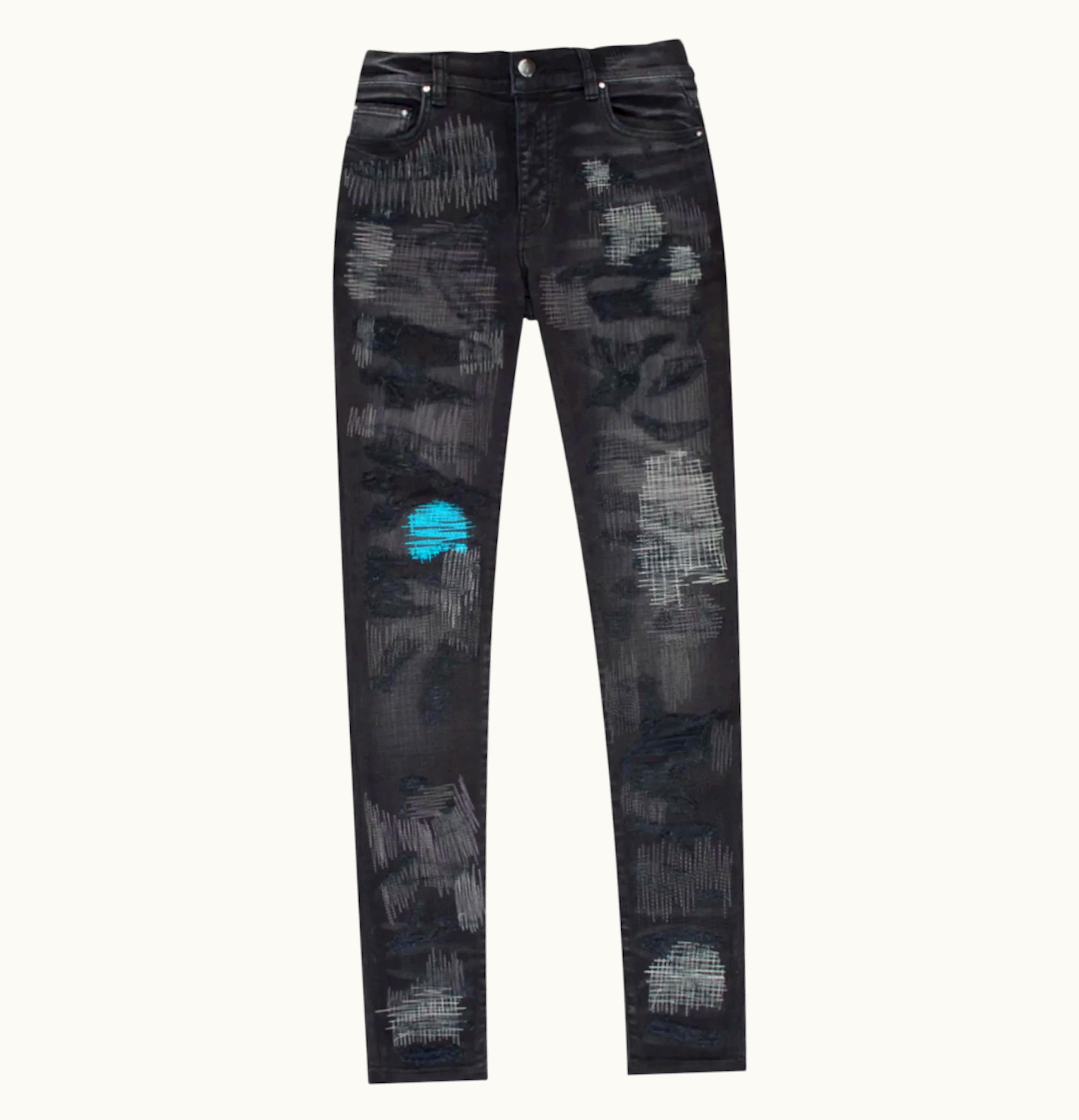 AMIRI Amiri All Over Repair Jeans Aged Black