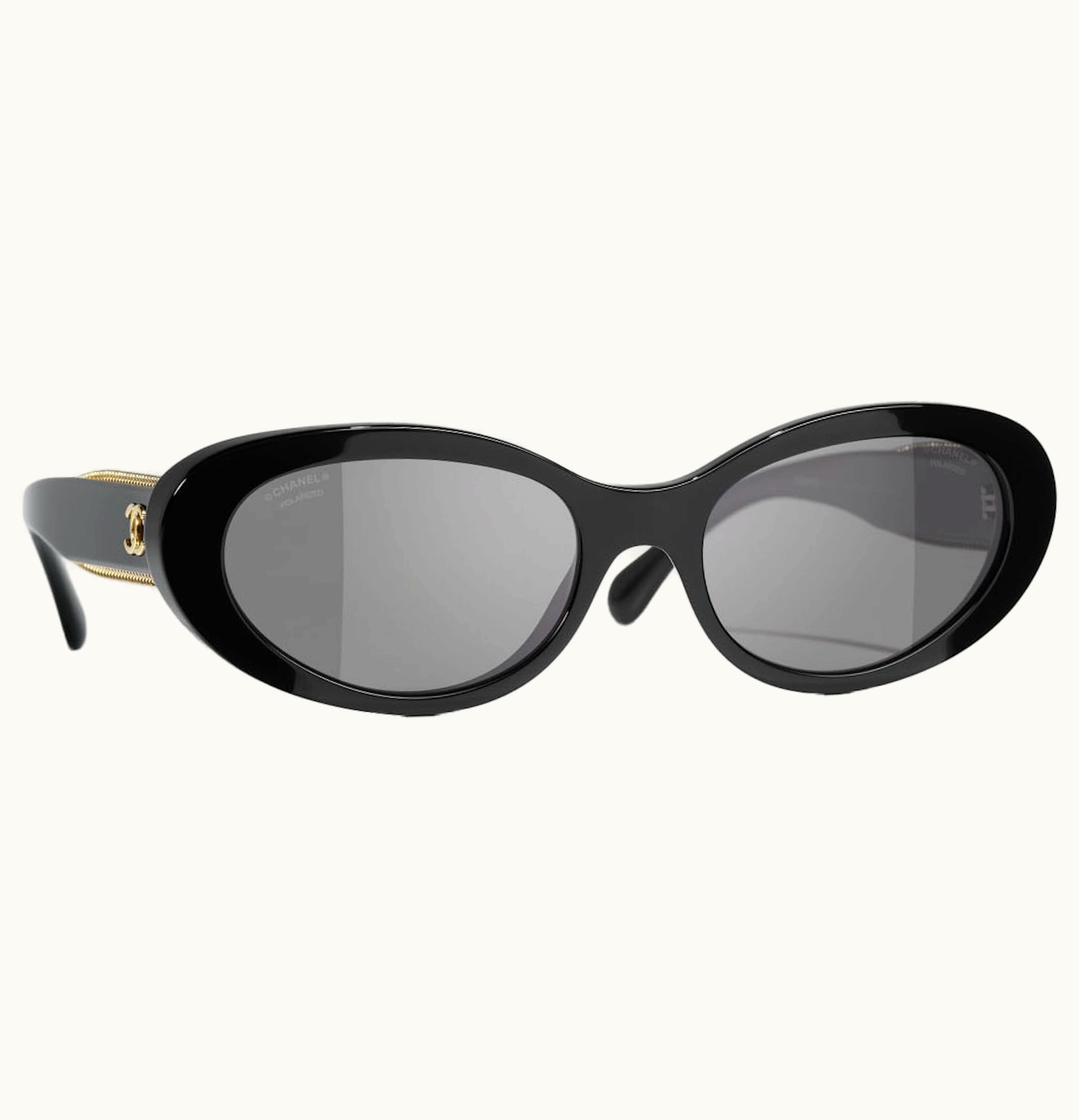 Chanel Oval Polarized Sunglasses Black 5515 C622 48