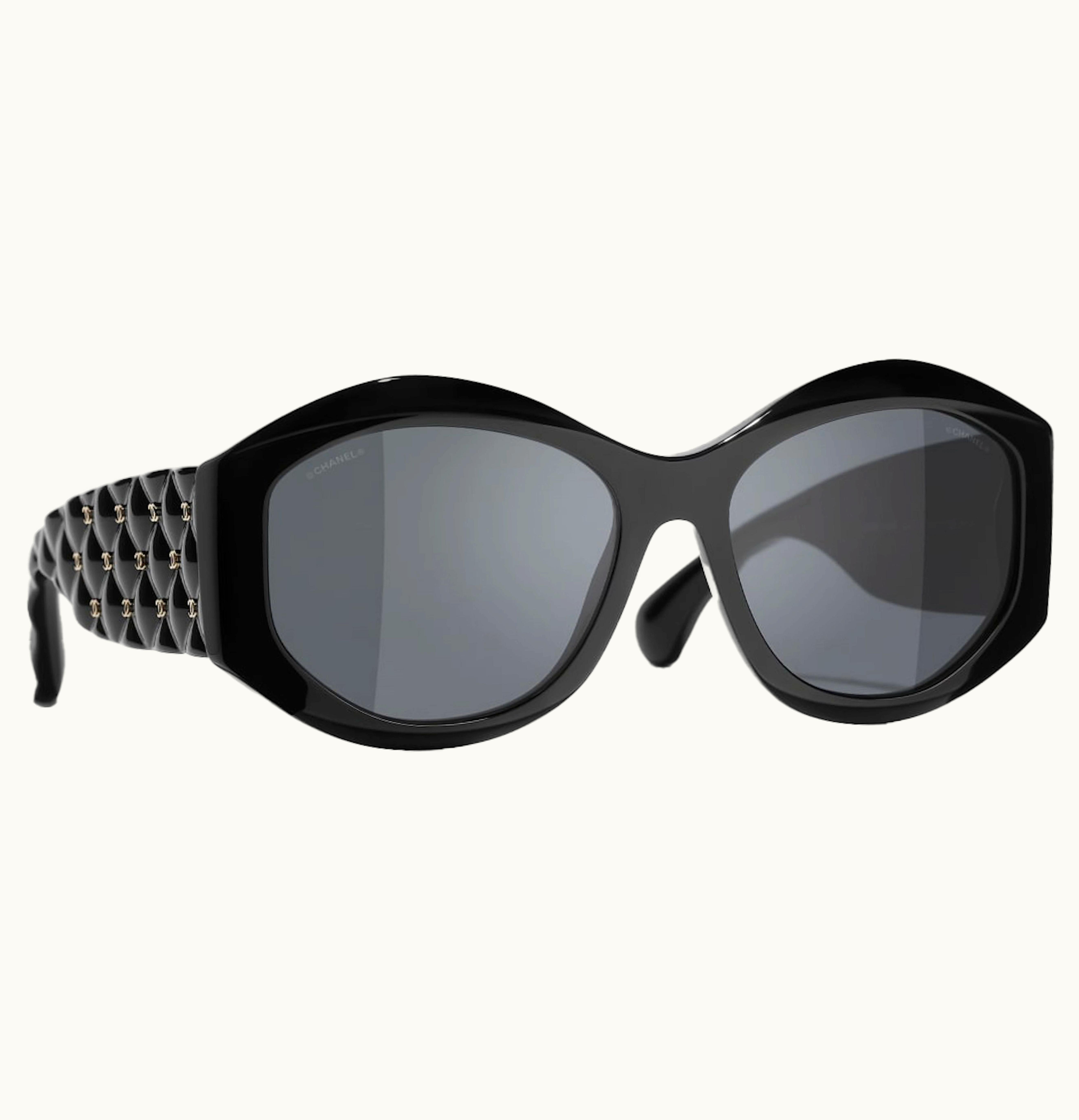 Chanel Oval Sunglasses Black Gray 5486 C622 S4