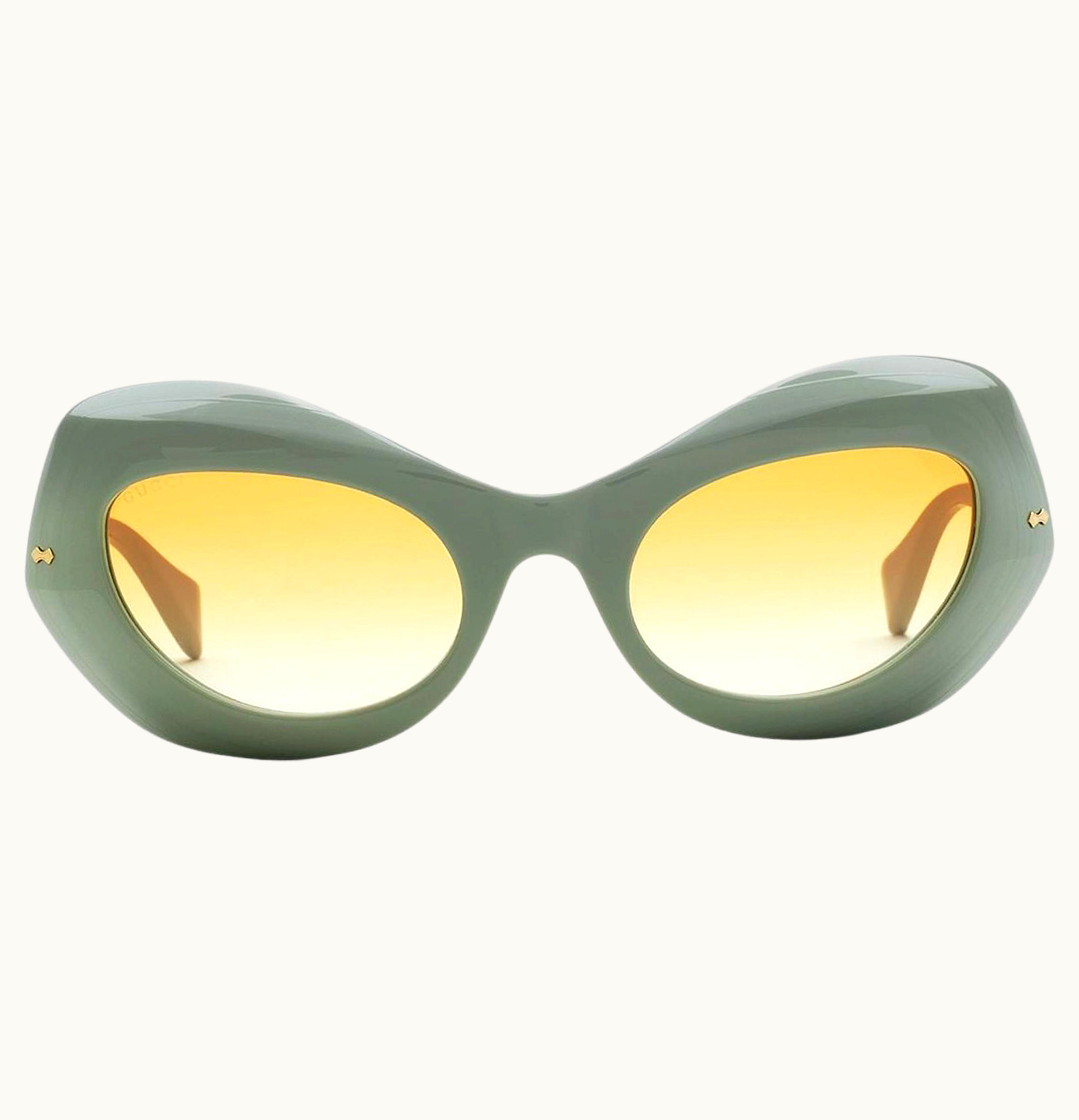 Gucci Oval Frame Sunglasses Green Yellow Gradient