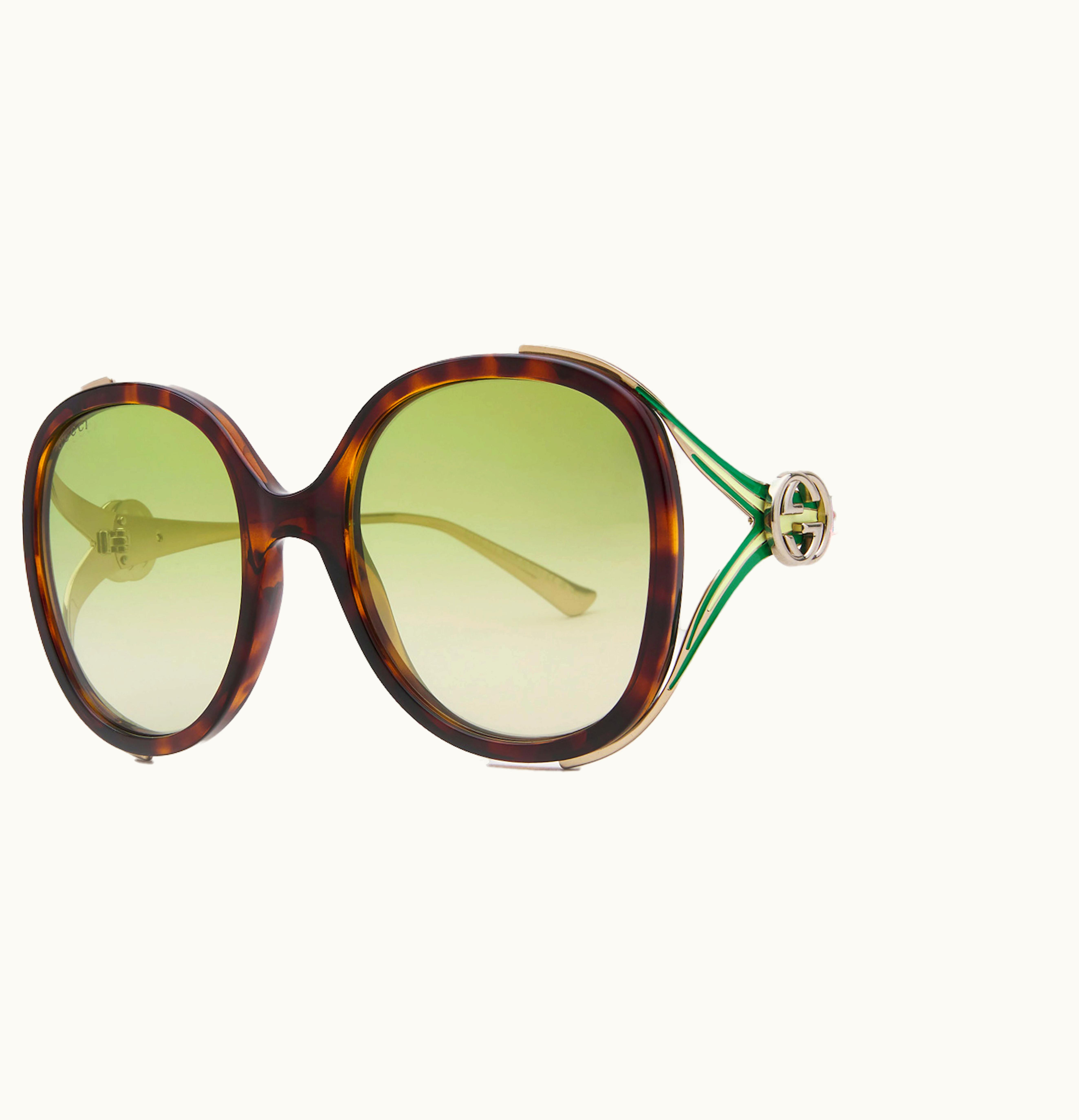 Gucci Oversized Sunglasses Tortise Green GG0226s 006 56
