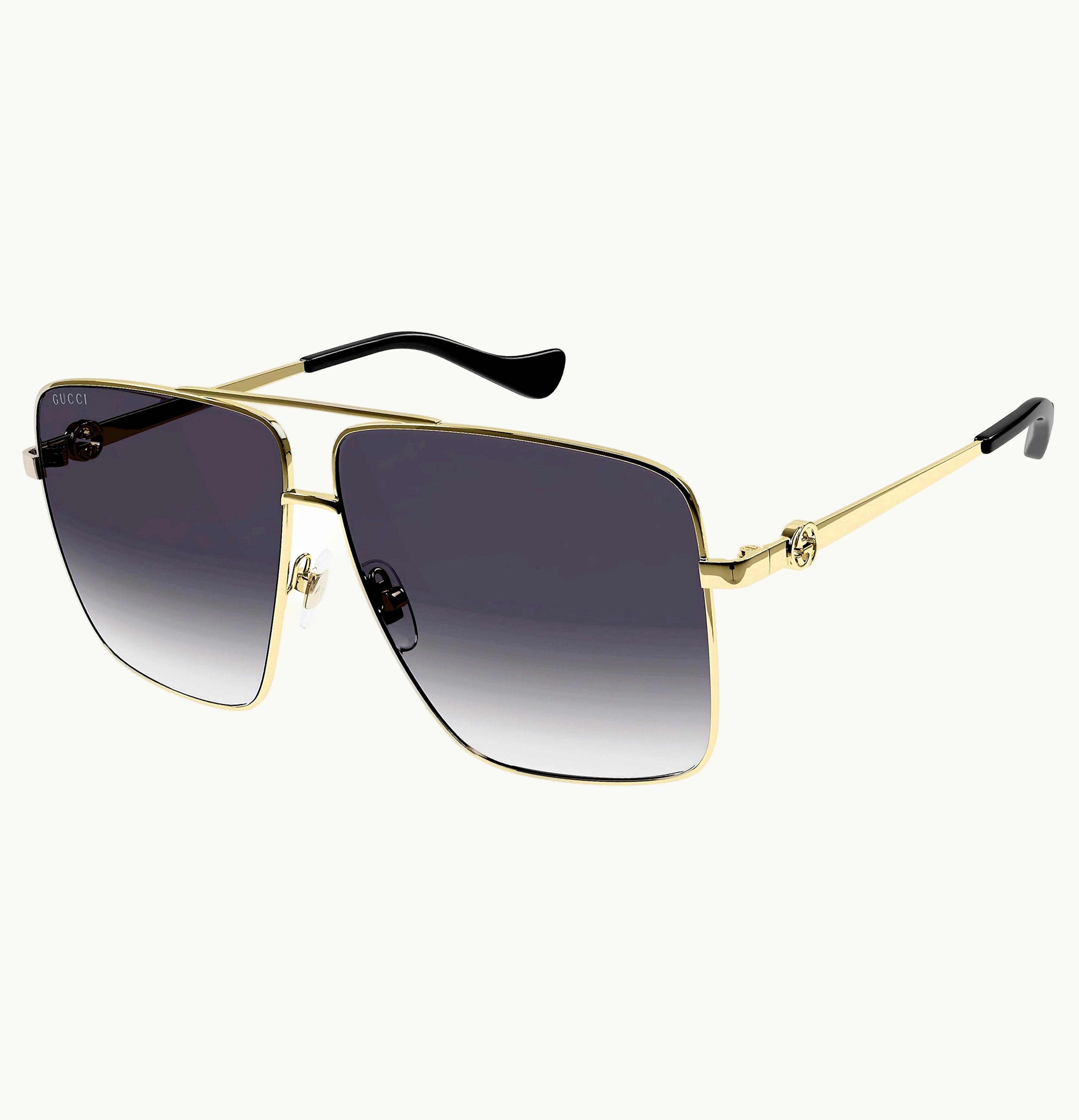 Gucci Oversized Square Sunglasses Gold Gray Gradient GG1087s 001 63