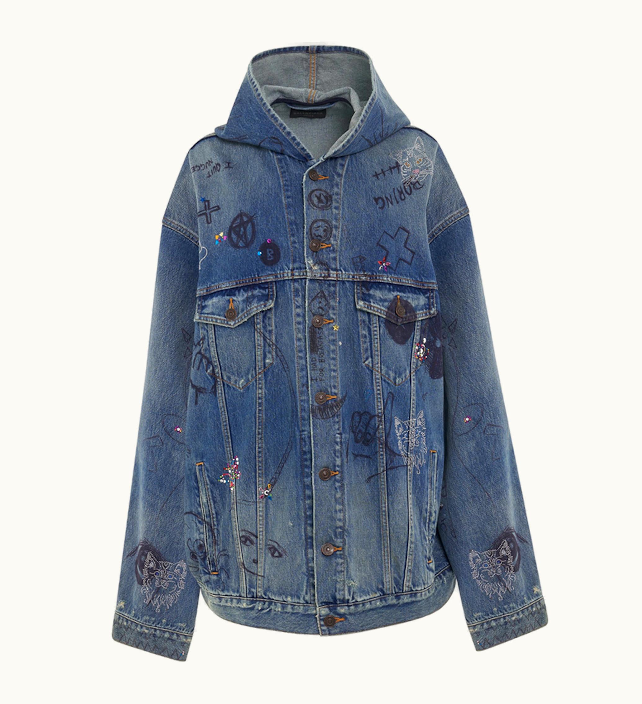 Balenciaga Balenciaga Womens Hooded Oversized Denim Jacket True Blue