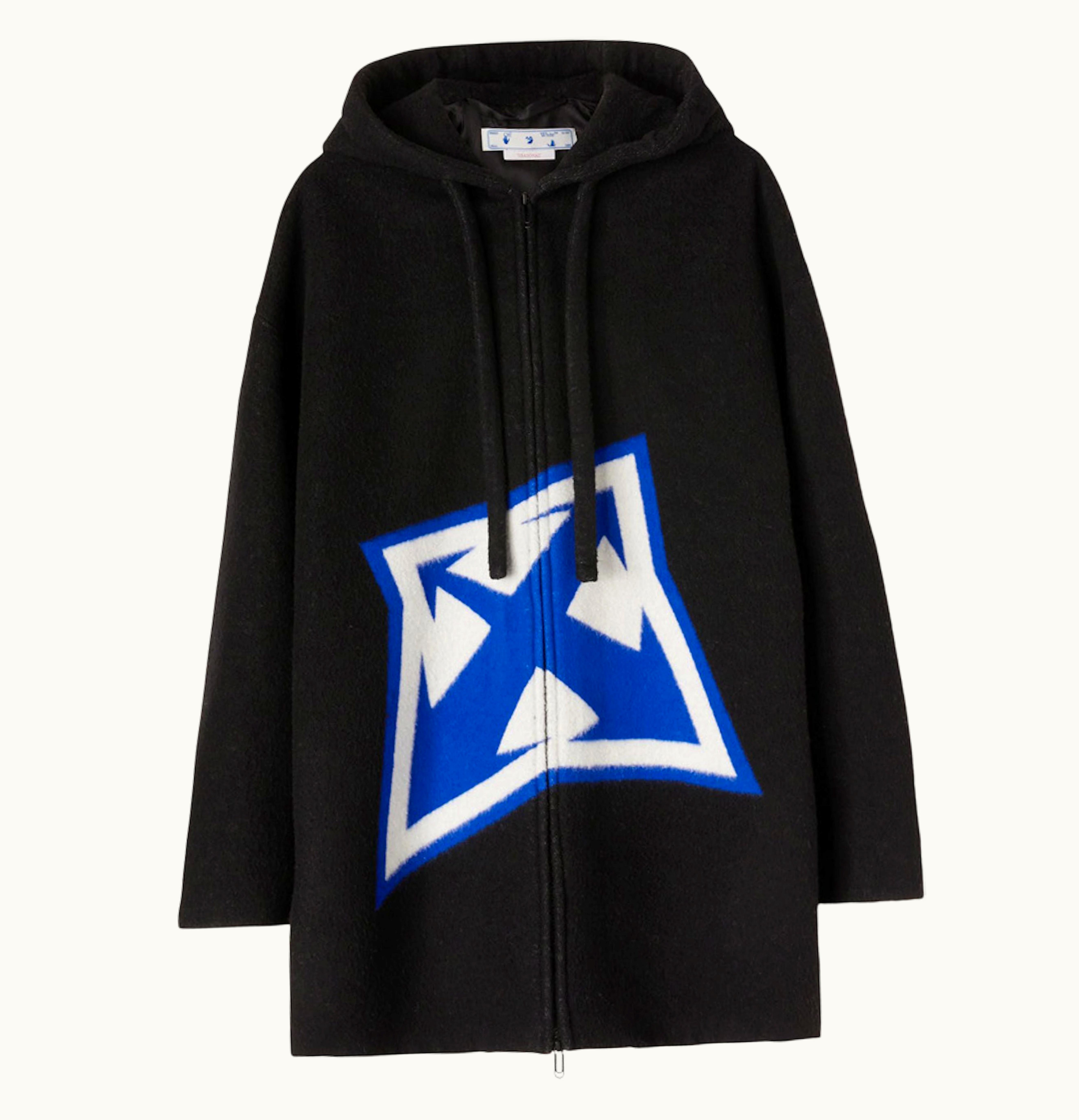 OFF-WHITE Thund Arrow Wool Over Zip Hoodie Black Blue
