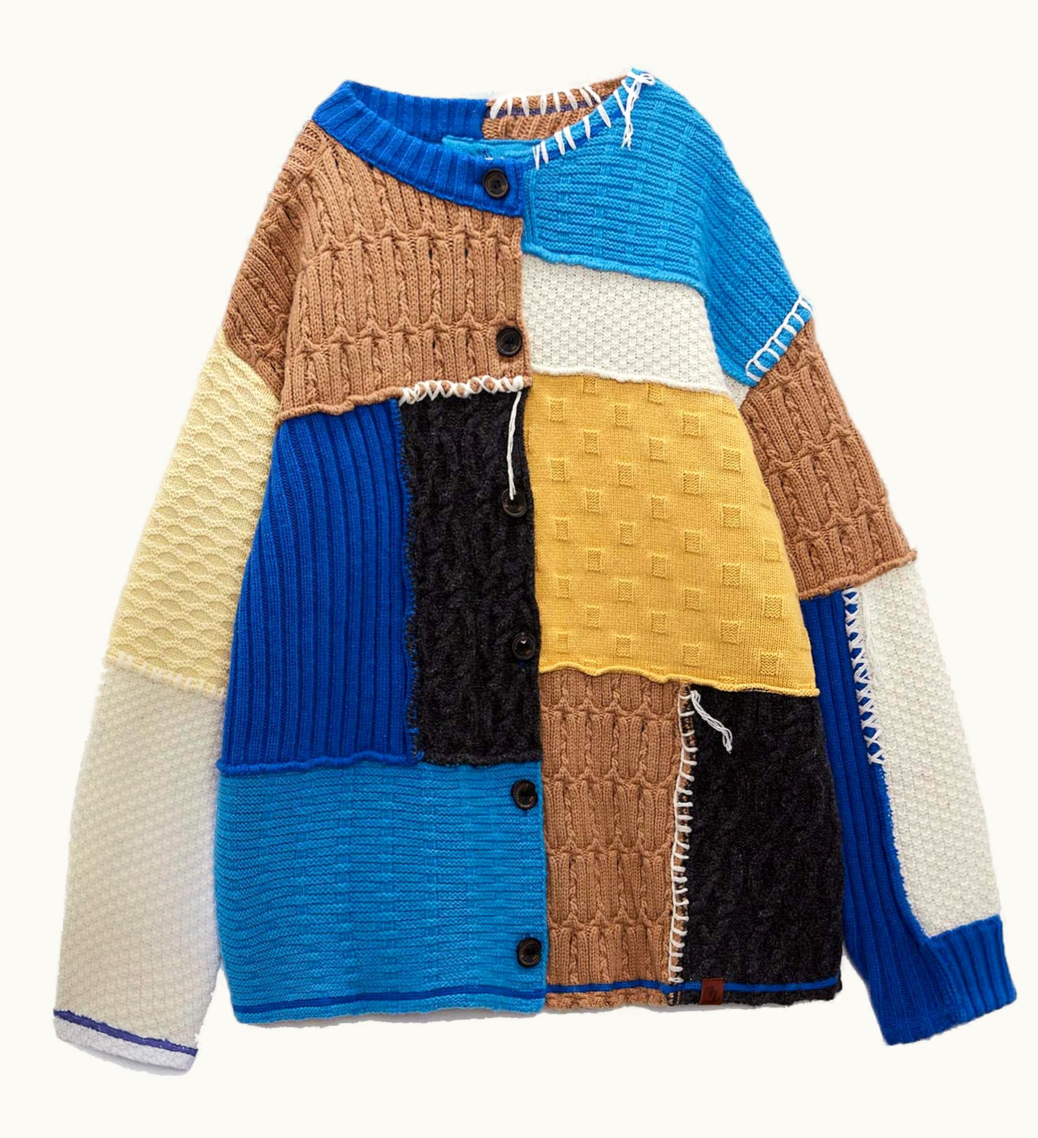 Ader Error X Zara Oversized Patchwork Knit Cardigan Multicolored