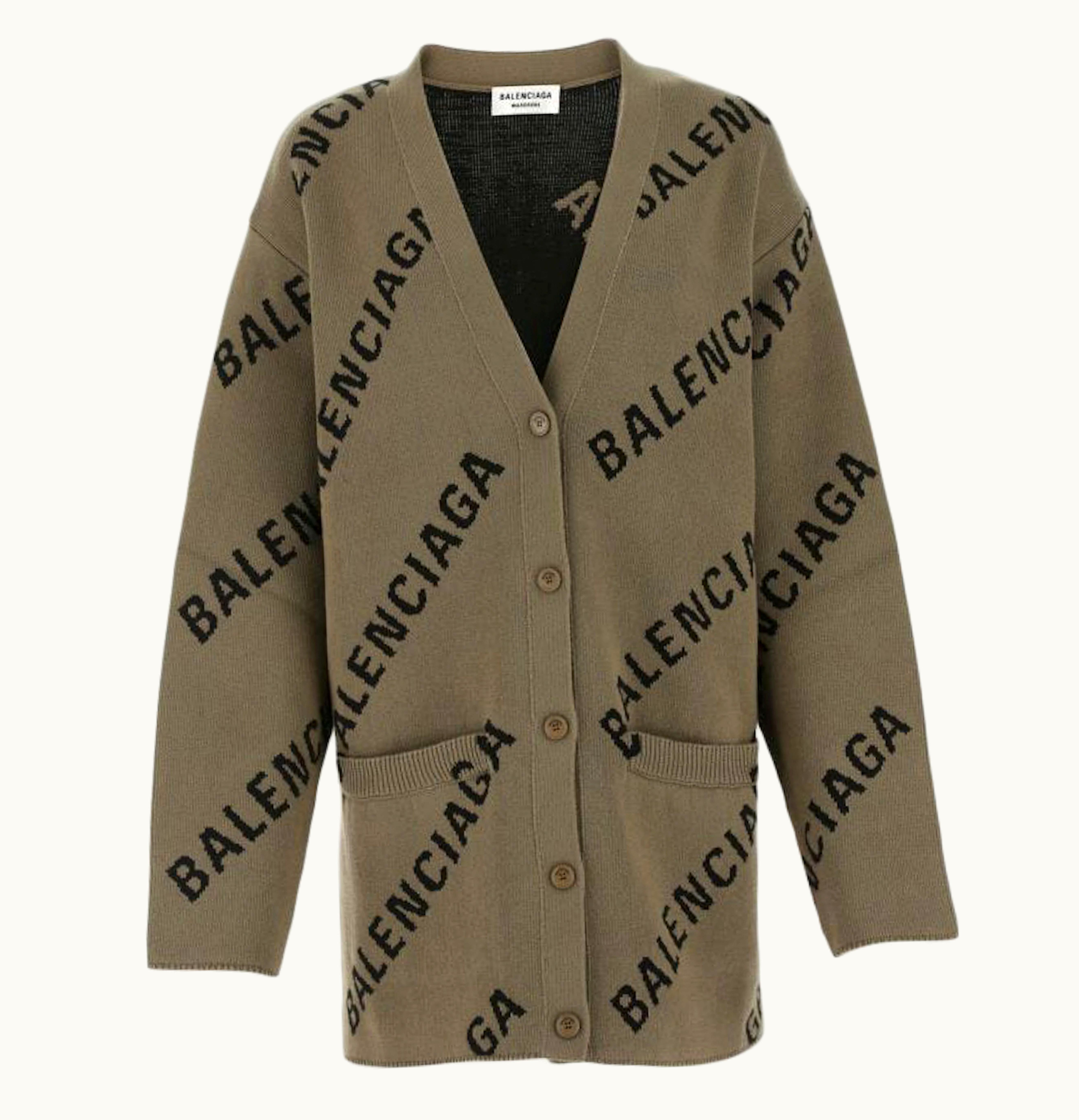 Balenciaga Balenciaga Embroidered Stretch Cotton Blend Oversize Cardigan Brown