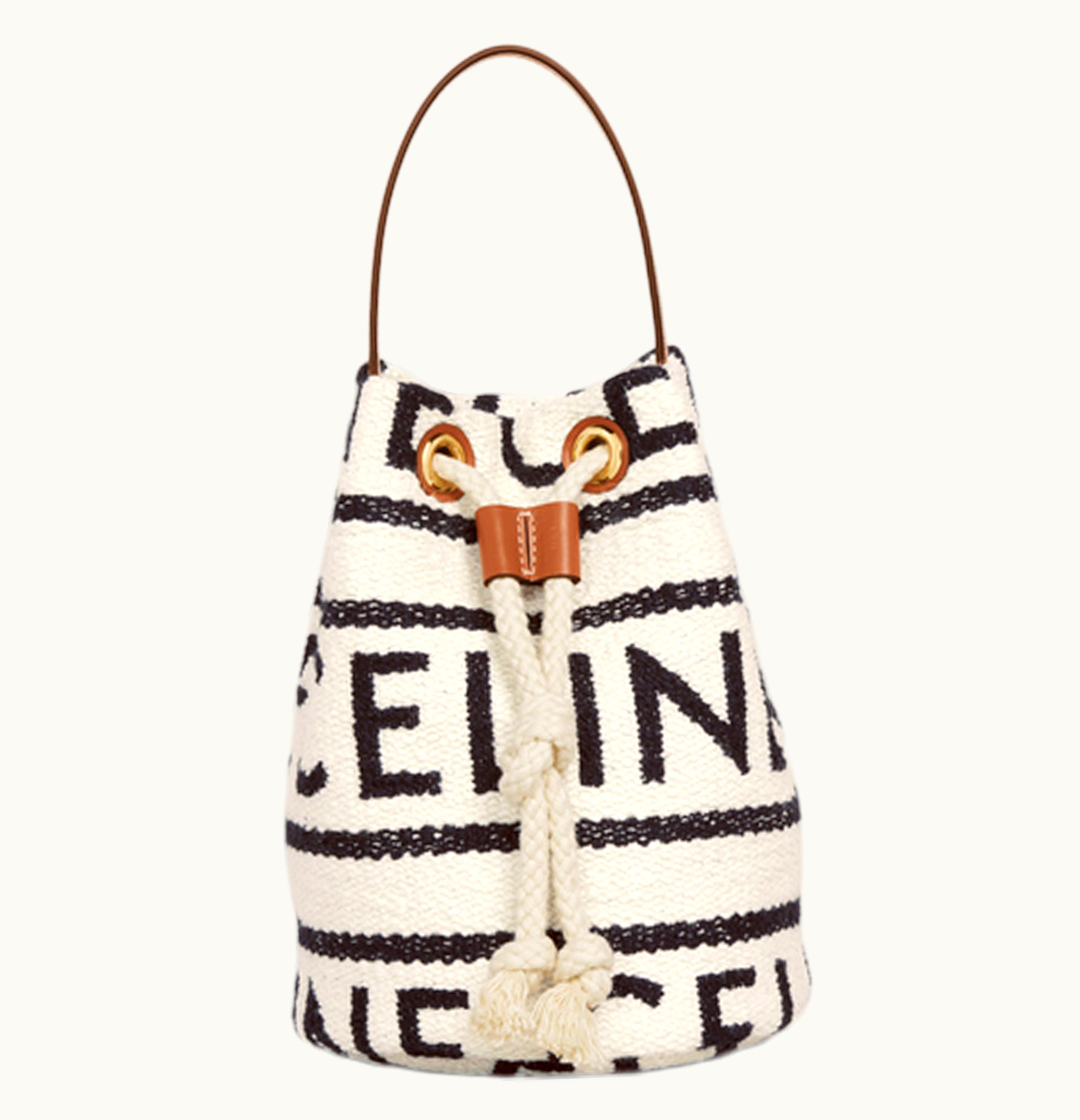 Celine Drawstring Bag Teen Celine All Over Print White Black