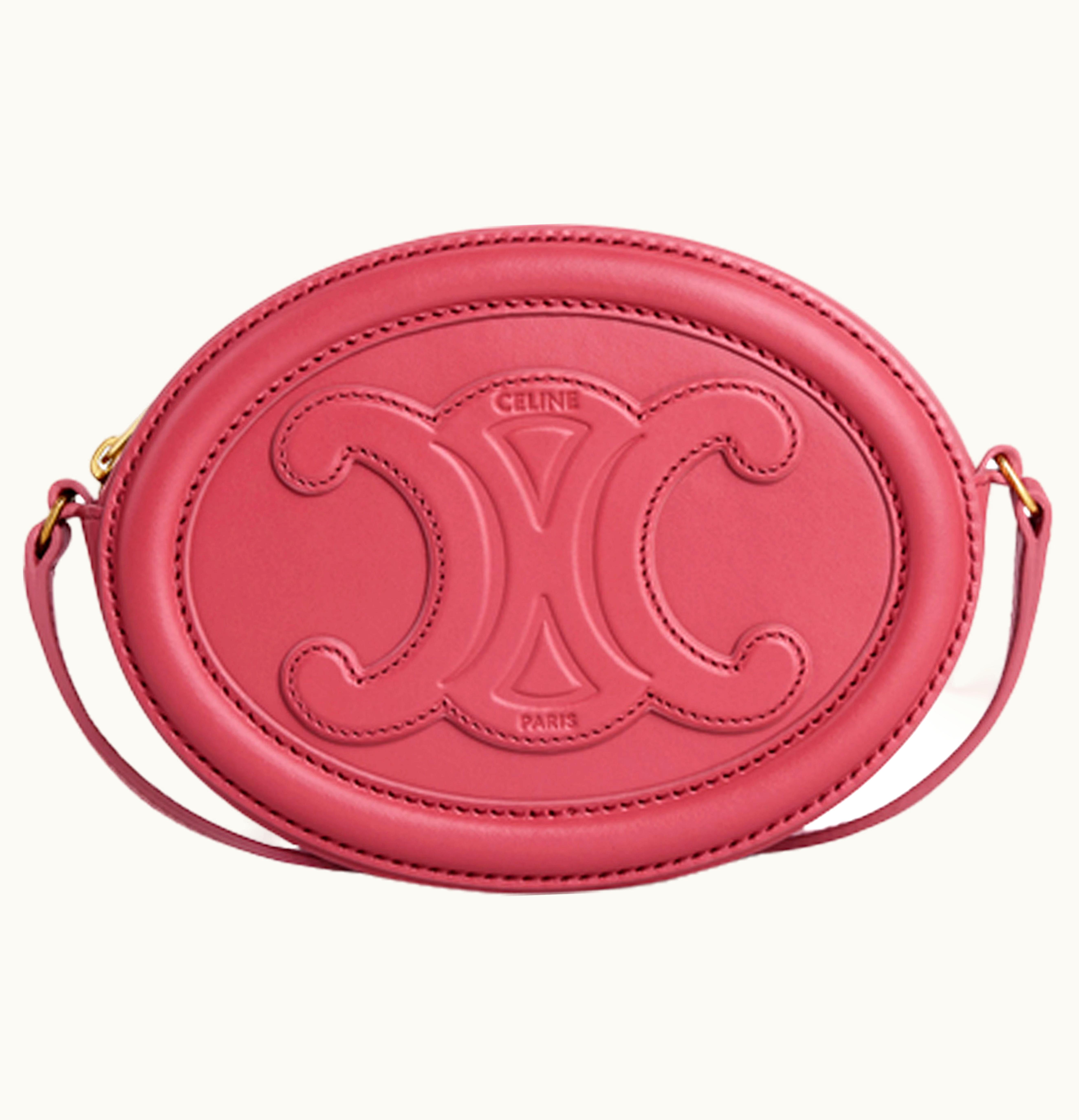 Celine Crossbody Oval Cuir Purse Triomphe Embroidery Lipstick