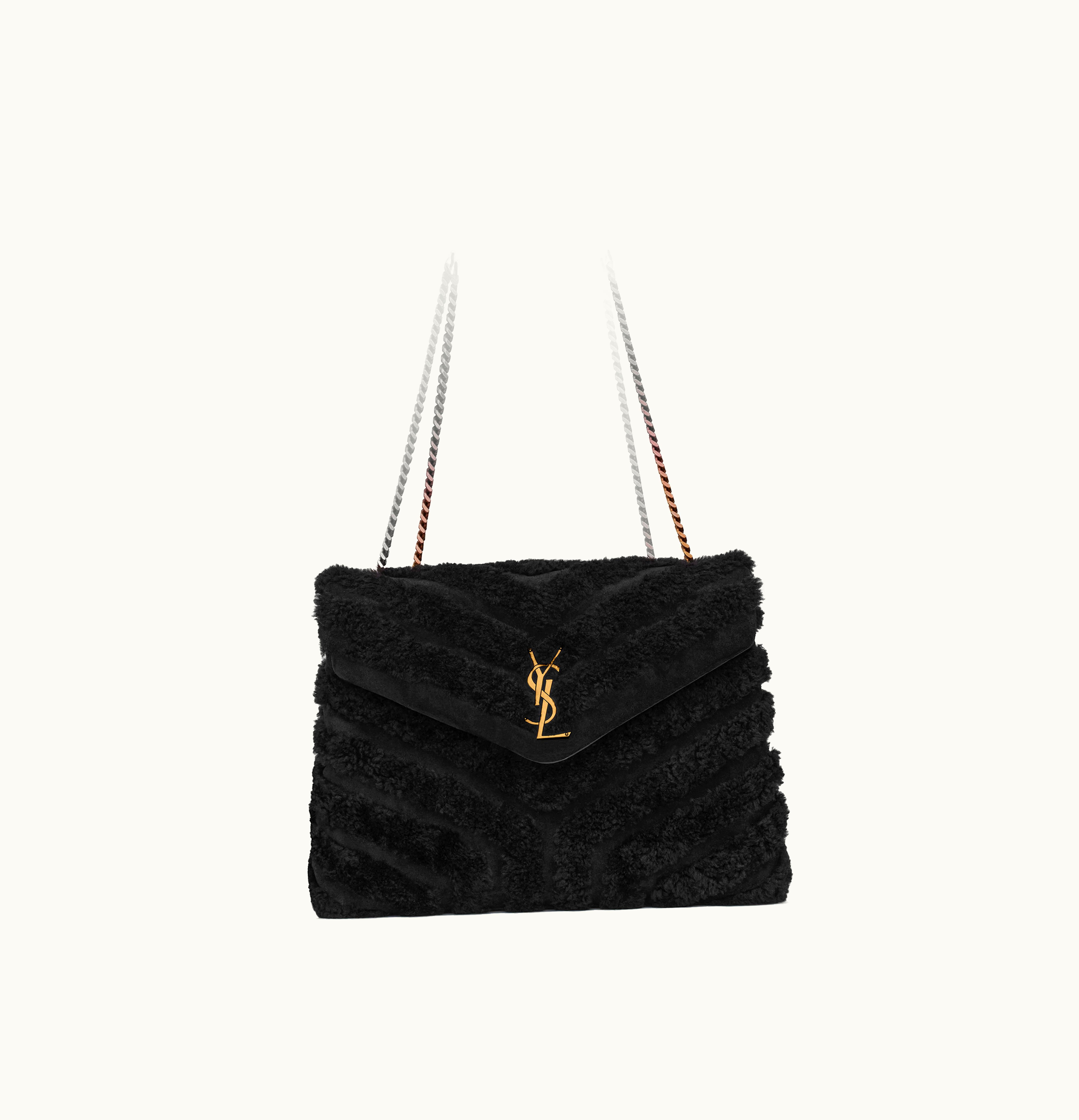 Saint Laurent Loulou Quilted Y Patchwork Chain Bag Noir