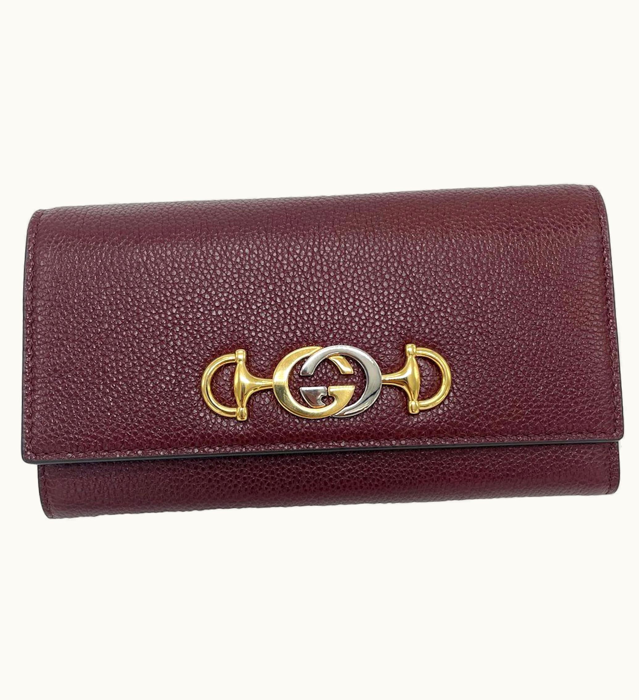 Gucci Zumi Snap Over Wallet Burgundy