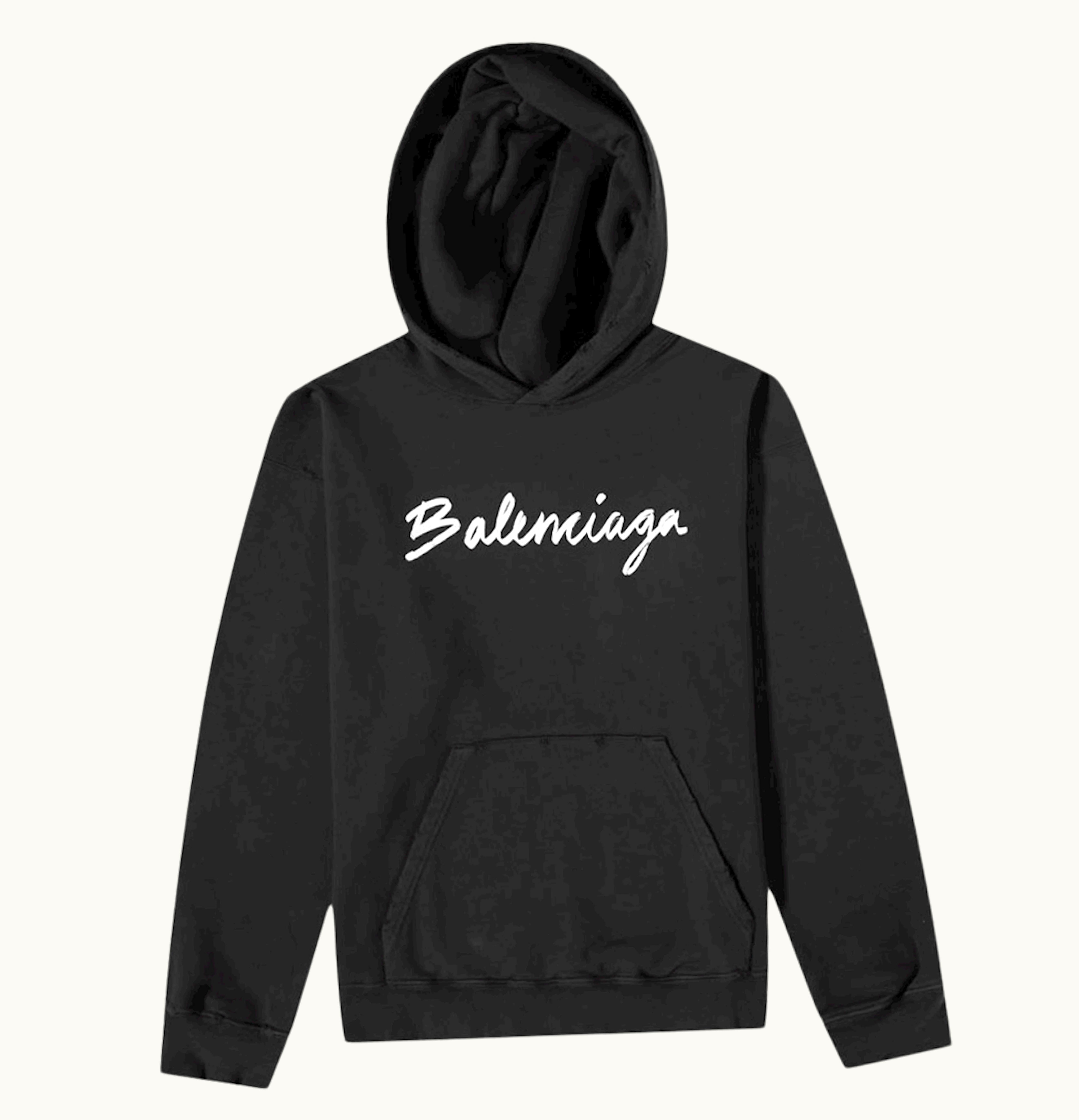 Balenciaga Balenciaga Script Logo Oversized Popover Hoodie Black White