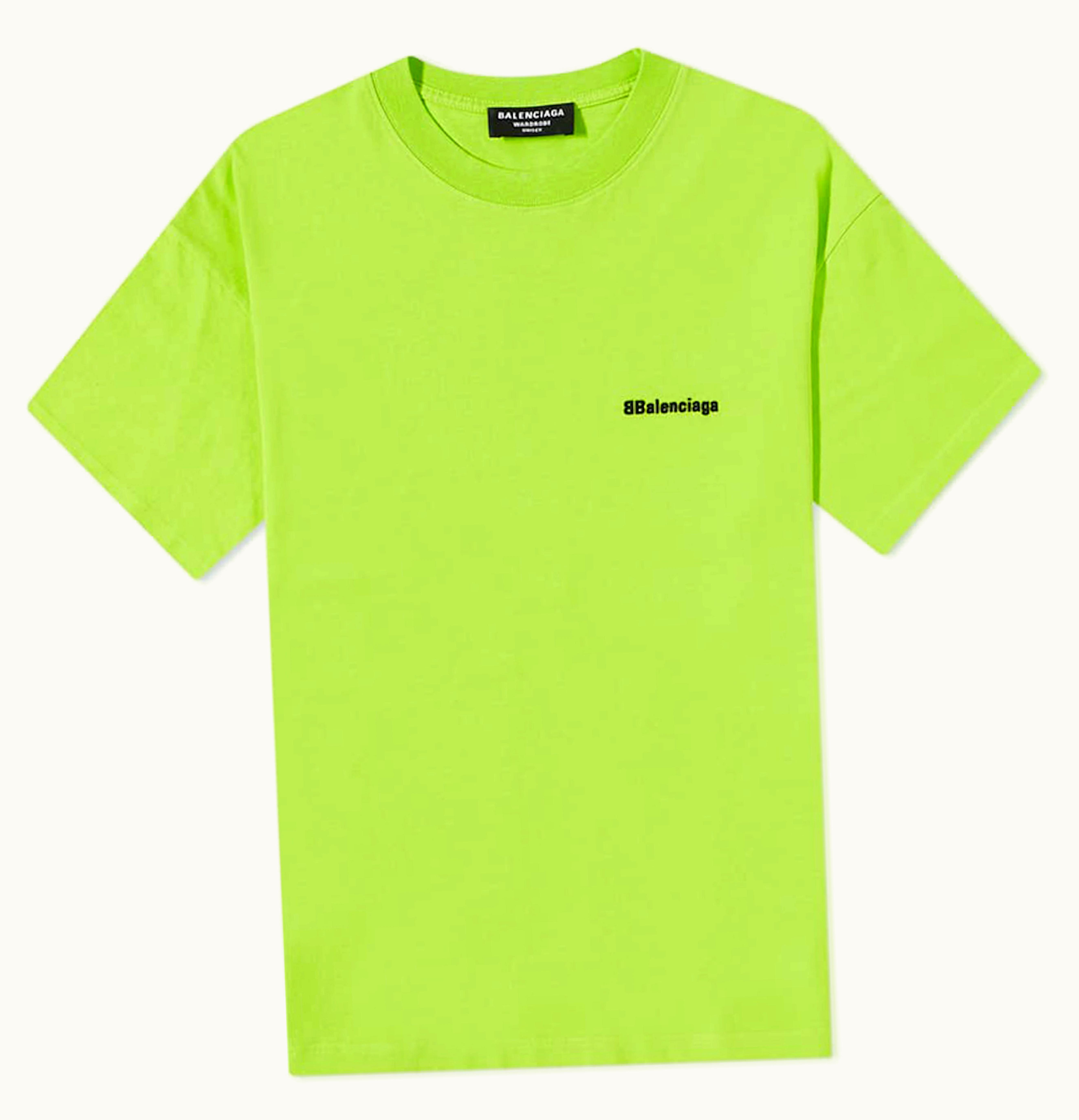 Balenciaga Balenciaga BB Text Logo Print Oversized T Shirt Lime Black