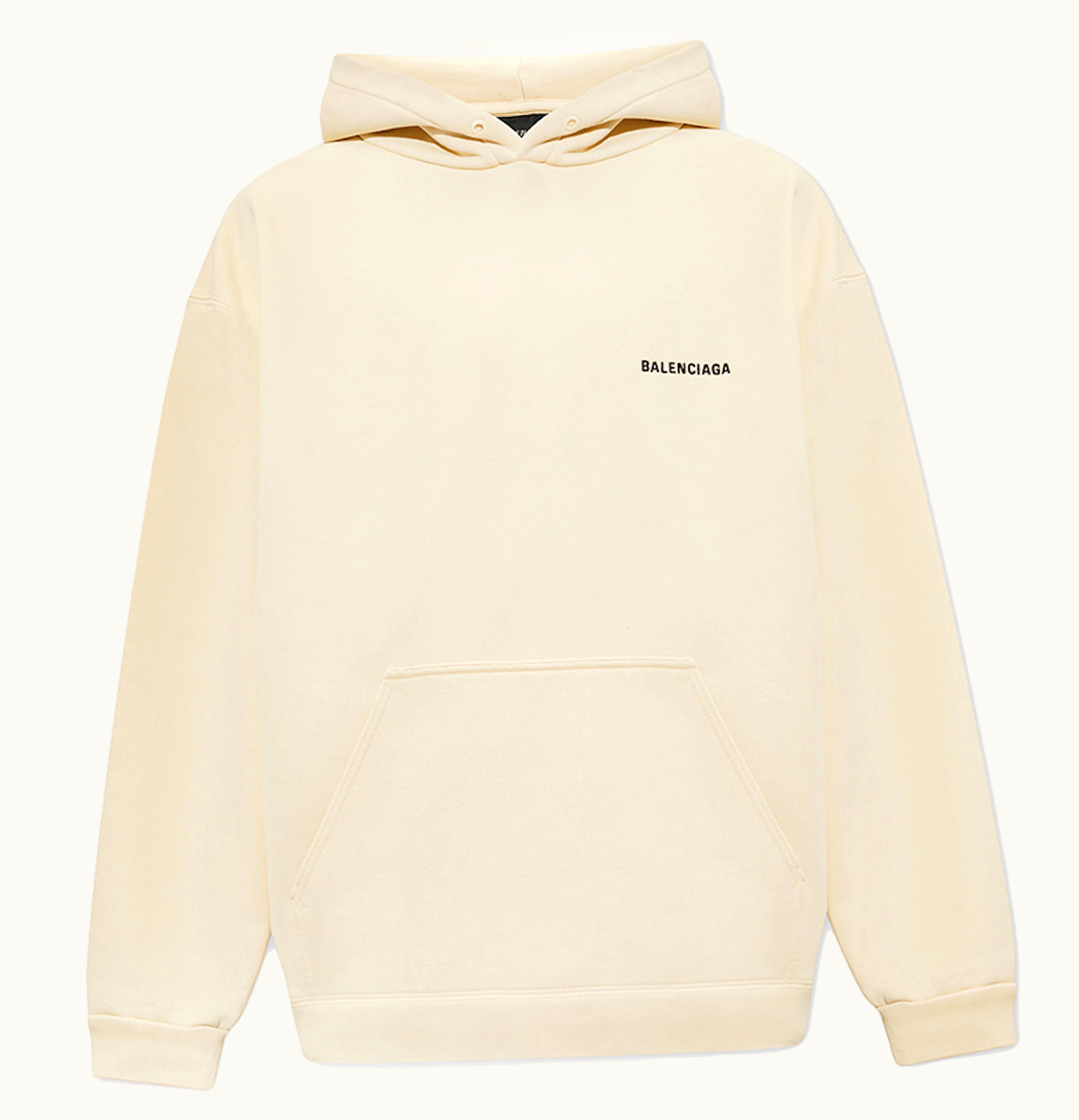 Balenciaga Balenciaga Logo Oversize Hooded Sweatshirt Cream Black
