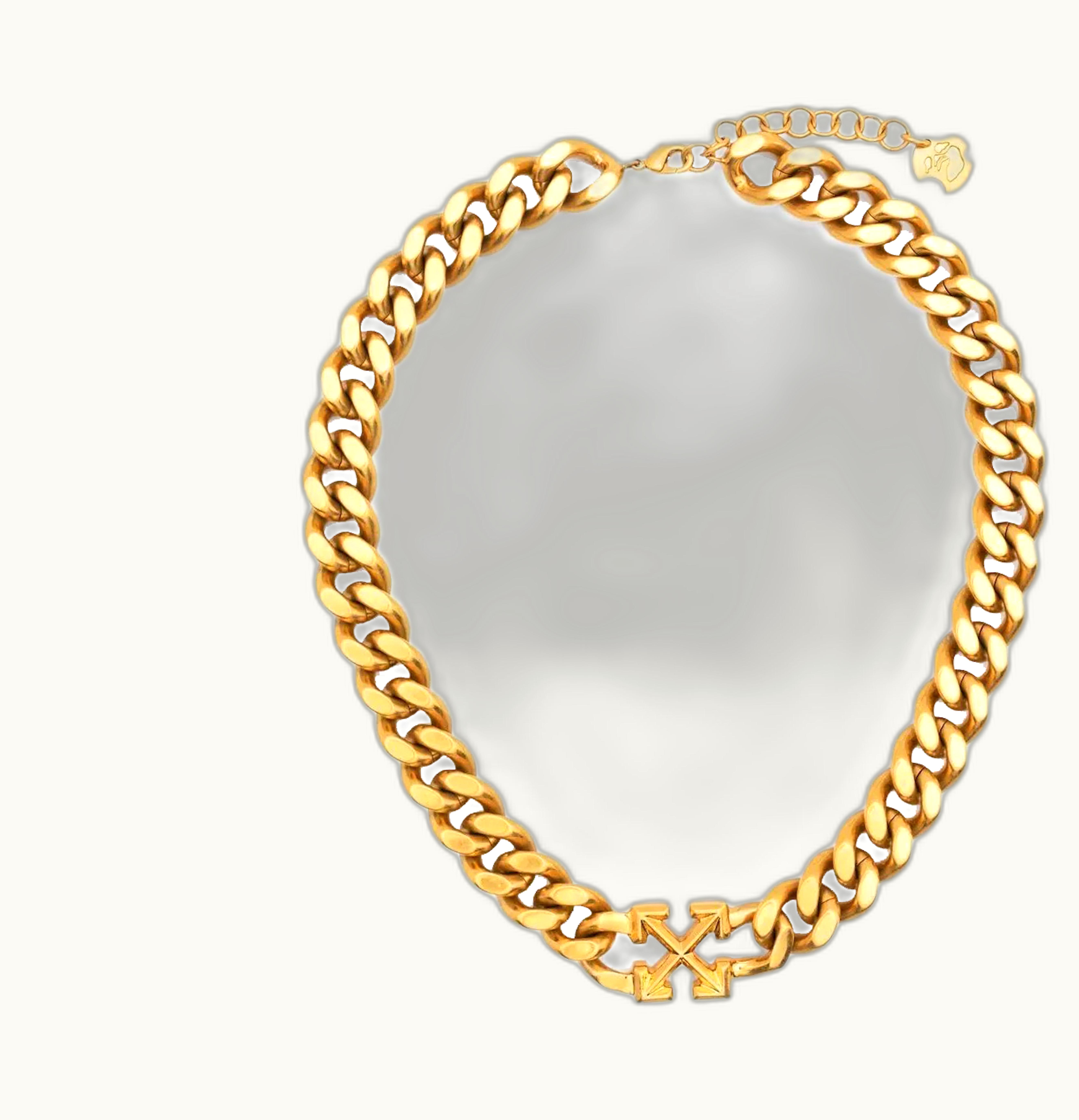 OFF-WHITE OFF-WHITE Arrows Curb Chain Necklace Gold Tone Brass
